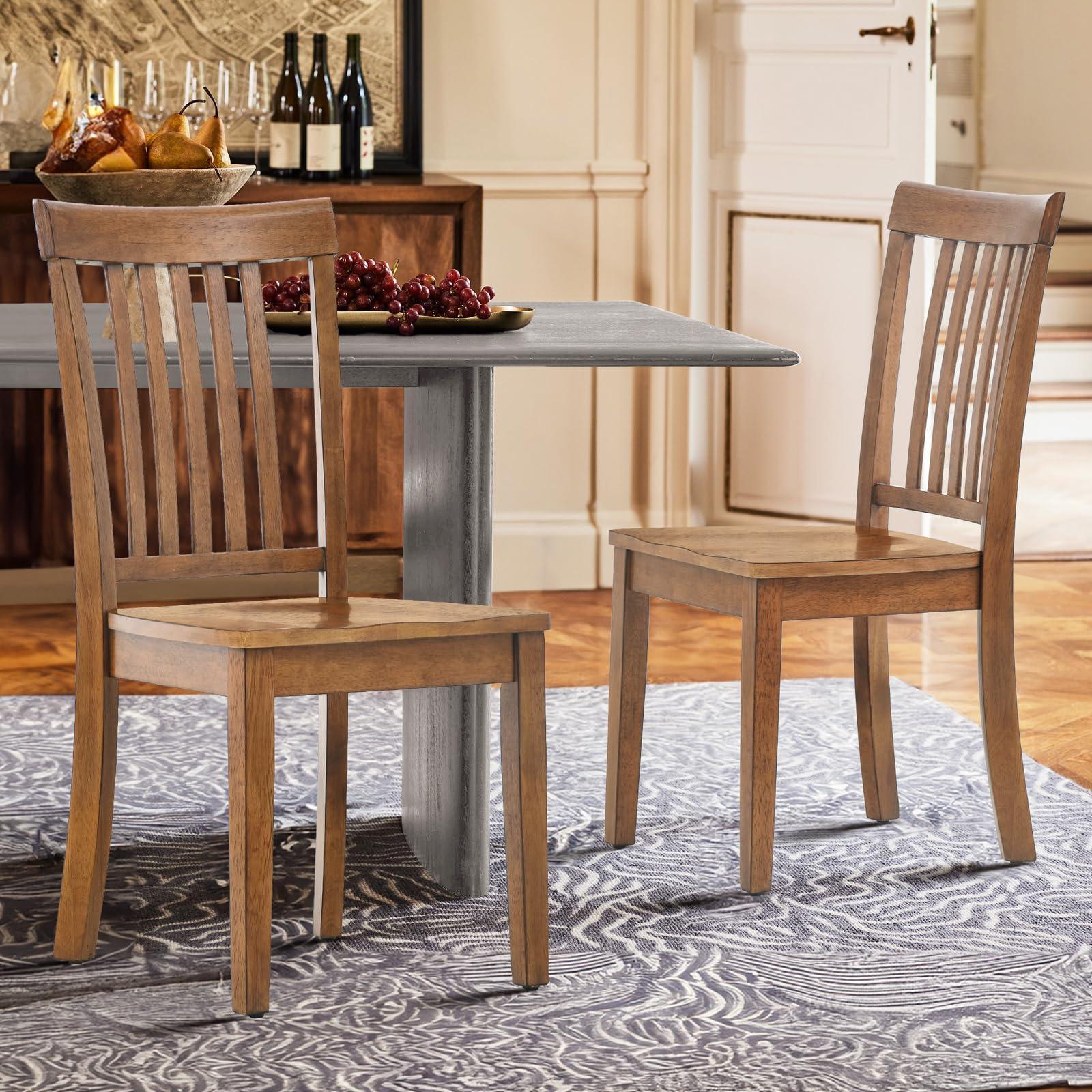 COLAMY Wooden Dining Chairs Set of 4, Spindle High Back Windsor Kitchen Side Chair, Farmhouse Dining Chairs for Kitchen and Dining Room, Light Brown - Image 5
