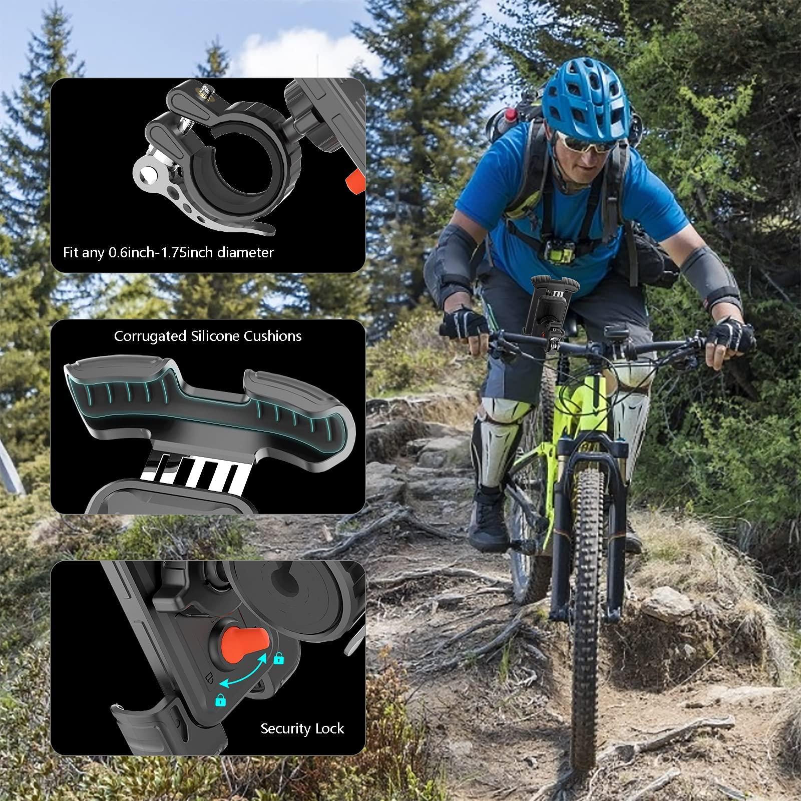 Marspeeder Bike Motorcycle Phone Mount,[Super Stable Metal] Bike Motorcycle Phone Holder with Security Lock, Bicycle Phone Mount with Soft Cushion & Adjustable Clip Compatible with 4.7''-6.8'' Phone - Image 2