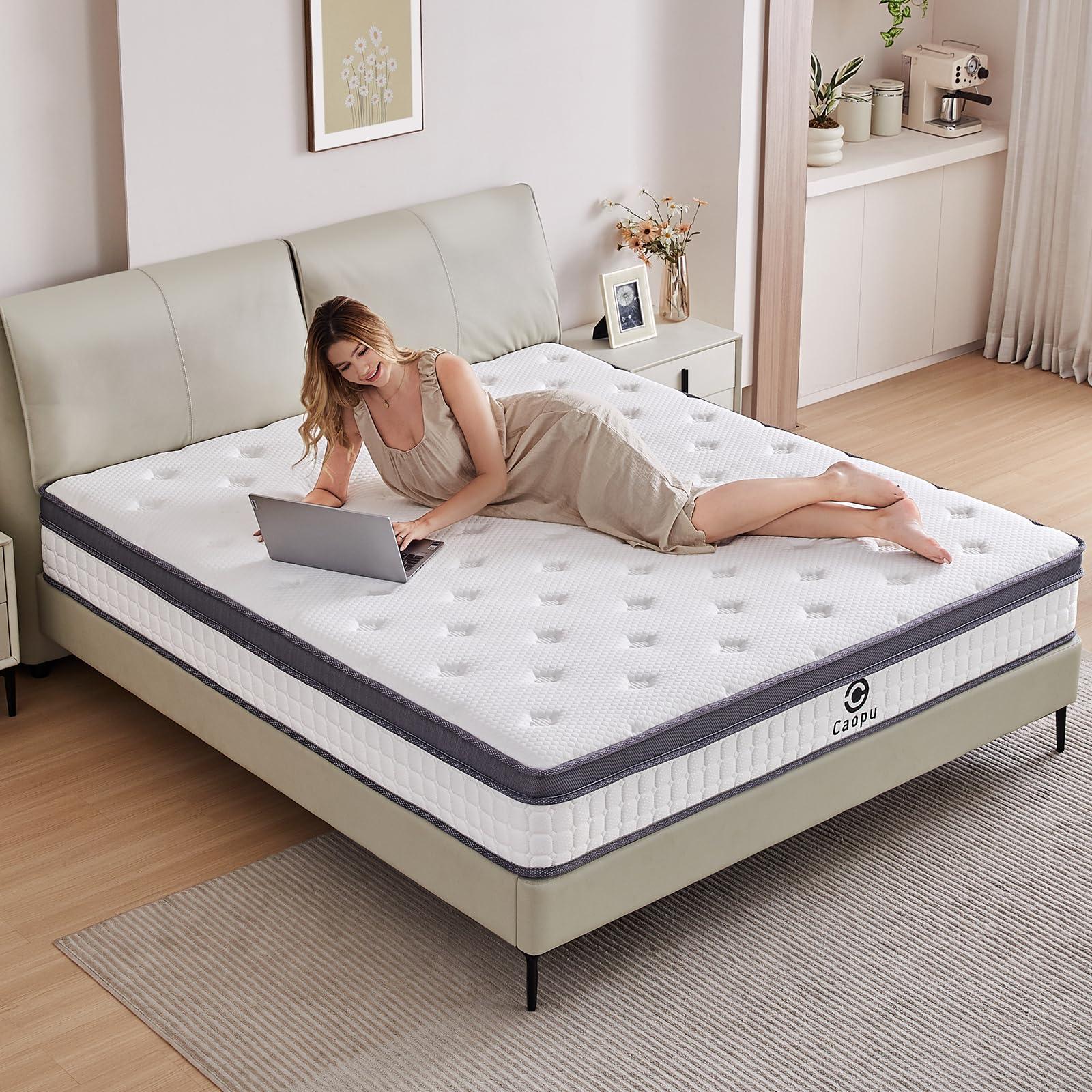 Caopu King Size Mattress, 12 inch Hybrid Mattress in a Box, Medium Firm, Pressure Relief & Motion Isolation, Gel Memory Foam Pocket Springs, CertiPUR US Certified, 365 Nights Trial - Image 7