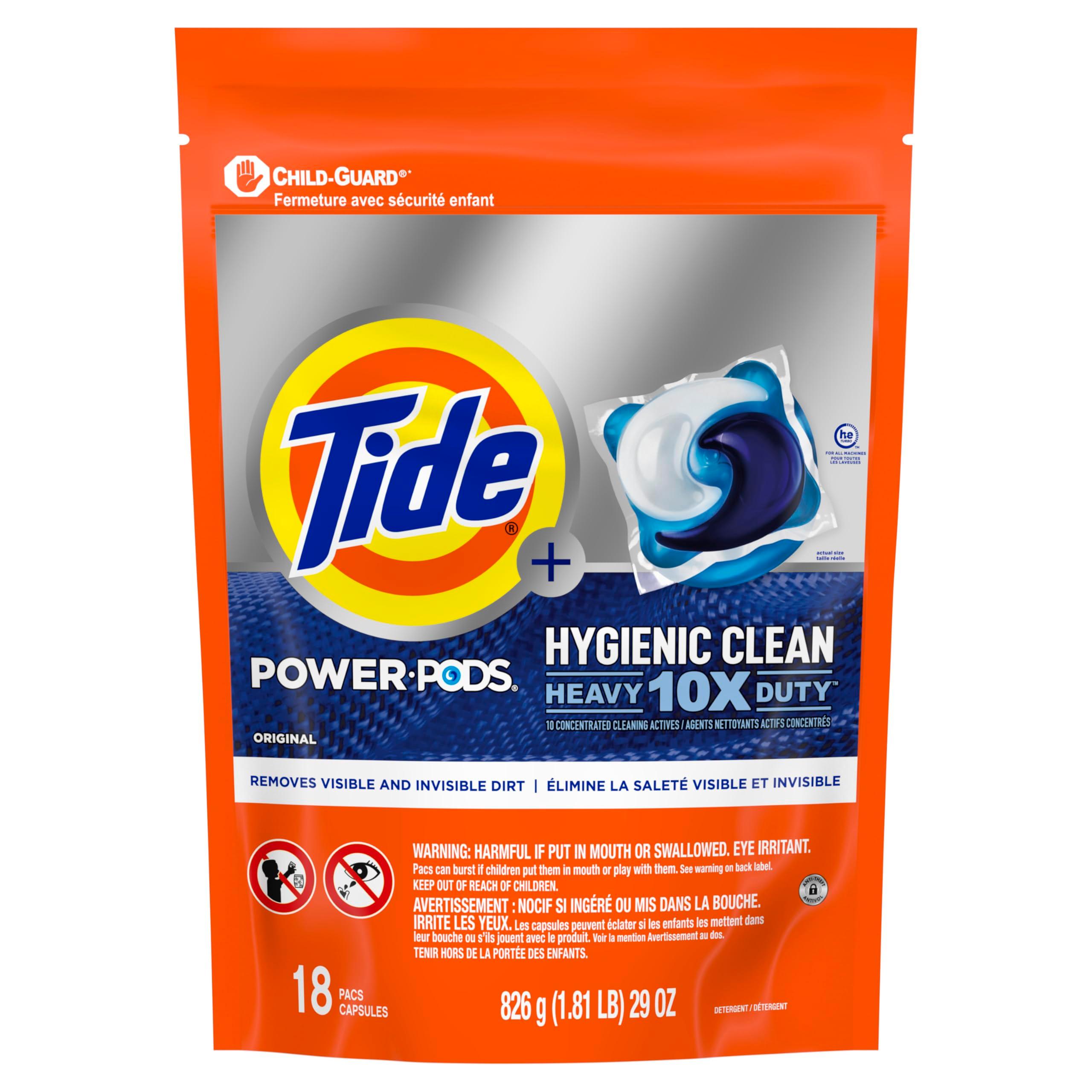 Tide Hygienic Clean Heavy 10x Duty Power PODS Laundry Detergent Pacs Original 18 count For Visible and Invisible Dirt - Image 10