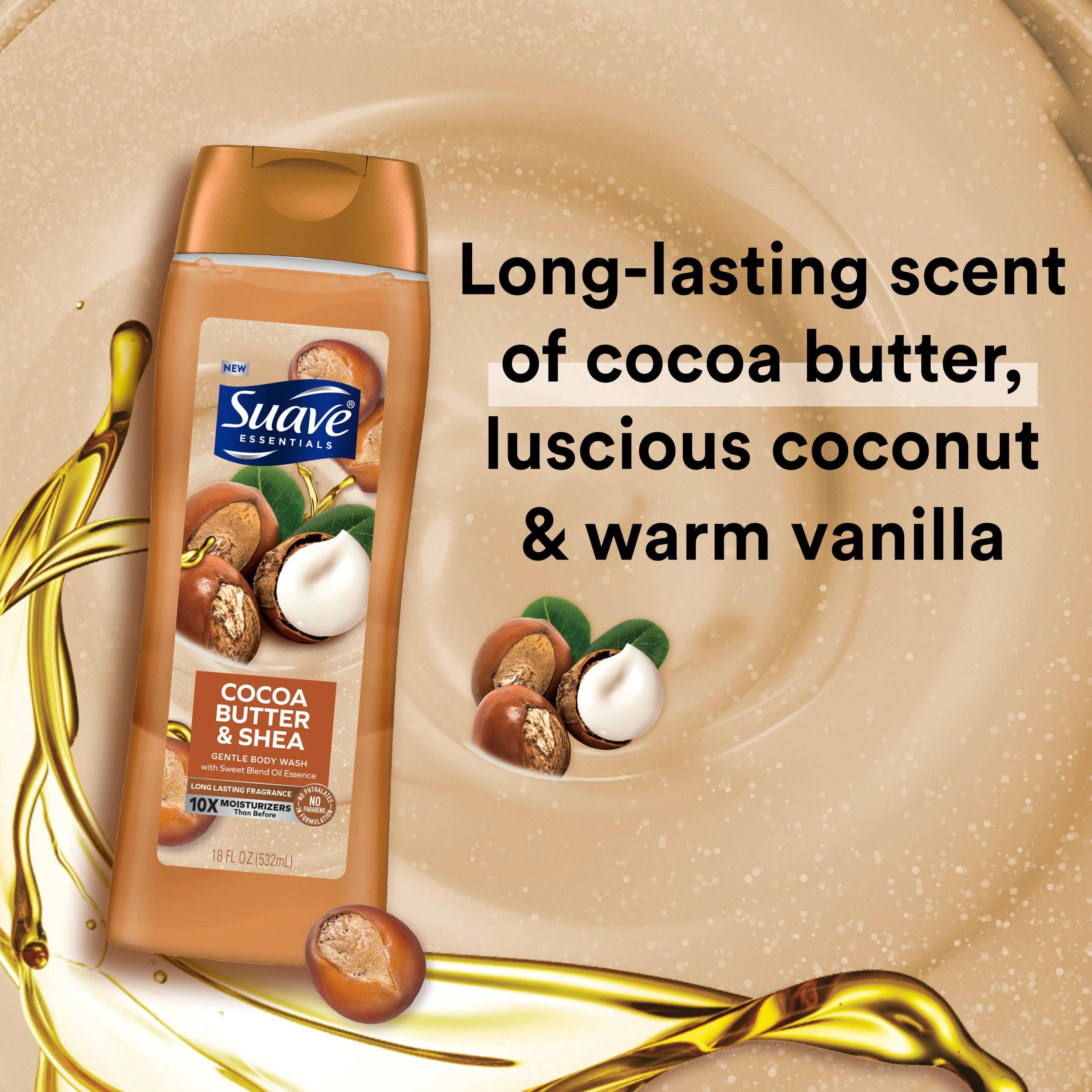 Suave Moisturizing Body Wash, Cocoa Butter and Shea with Vitamin E Extract, No Parabens, No Phtahaltes, 18 Oz Pack of 6 - Image 2
