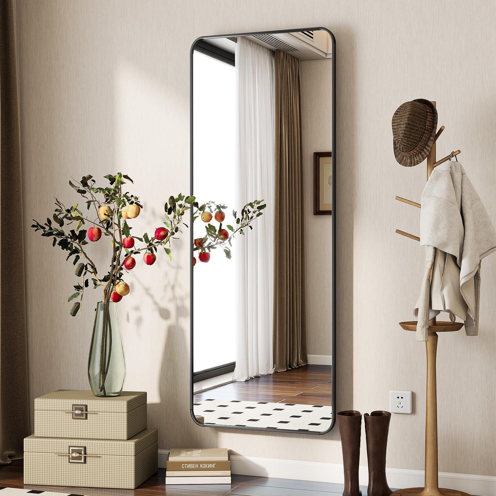 BEAUTYPEAK Black Full Length Mirror, 56"x21" Rounded Corner Floor Mirror Standing Hanging or Leaning Against Wall, Suitable for Bedroom or Dressing Room - Image 4