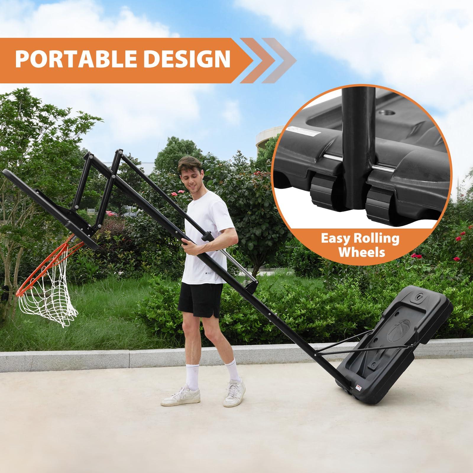 AWII SPORT Portable Basketball Hoop Outdoor, 4.8-10FT Height Adjustable Basketball Hoop Goal System with 44-48 Inch Impact Backboard and Portable Wheels for Adults - Image 7