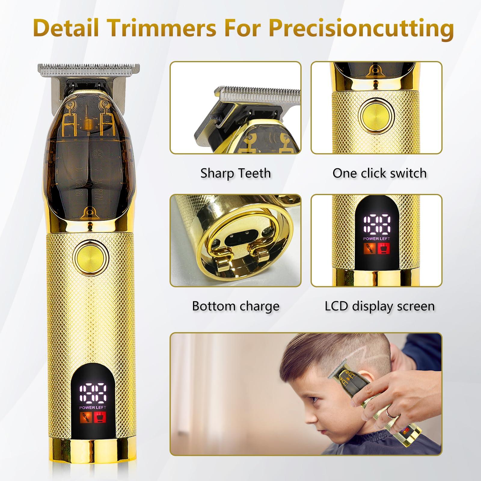 Hair Clippers for Men Professional, Barber Clippers and Trimmer Set, Hair Clipper& Hair Trimmer & Electric Foil Shavers Razor Kit, Hair Cutting kit, Cordless Mens Grooming Kit-Gold - Image 3