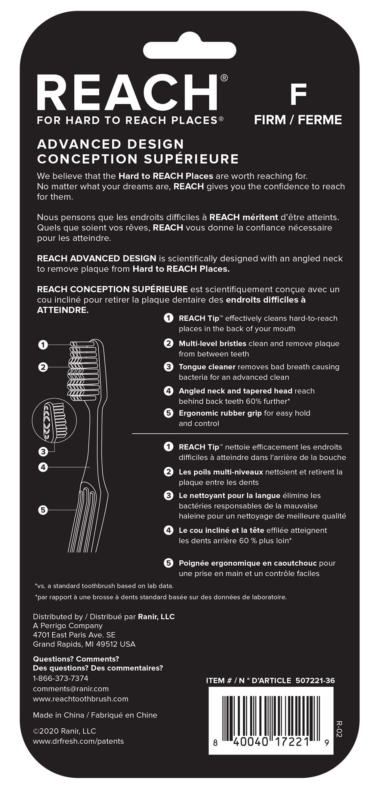 Reach Advanced Design Toothbrush, Firm Bristles, 7 Count Value Pack - Image 2