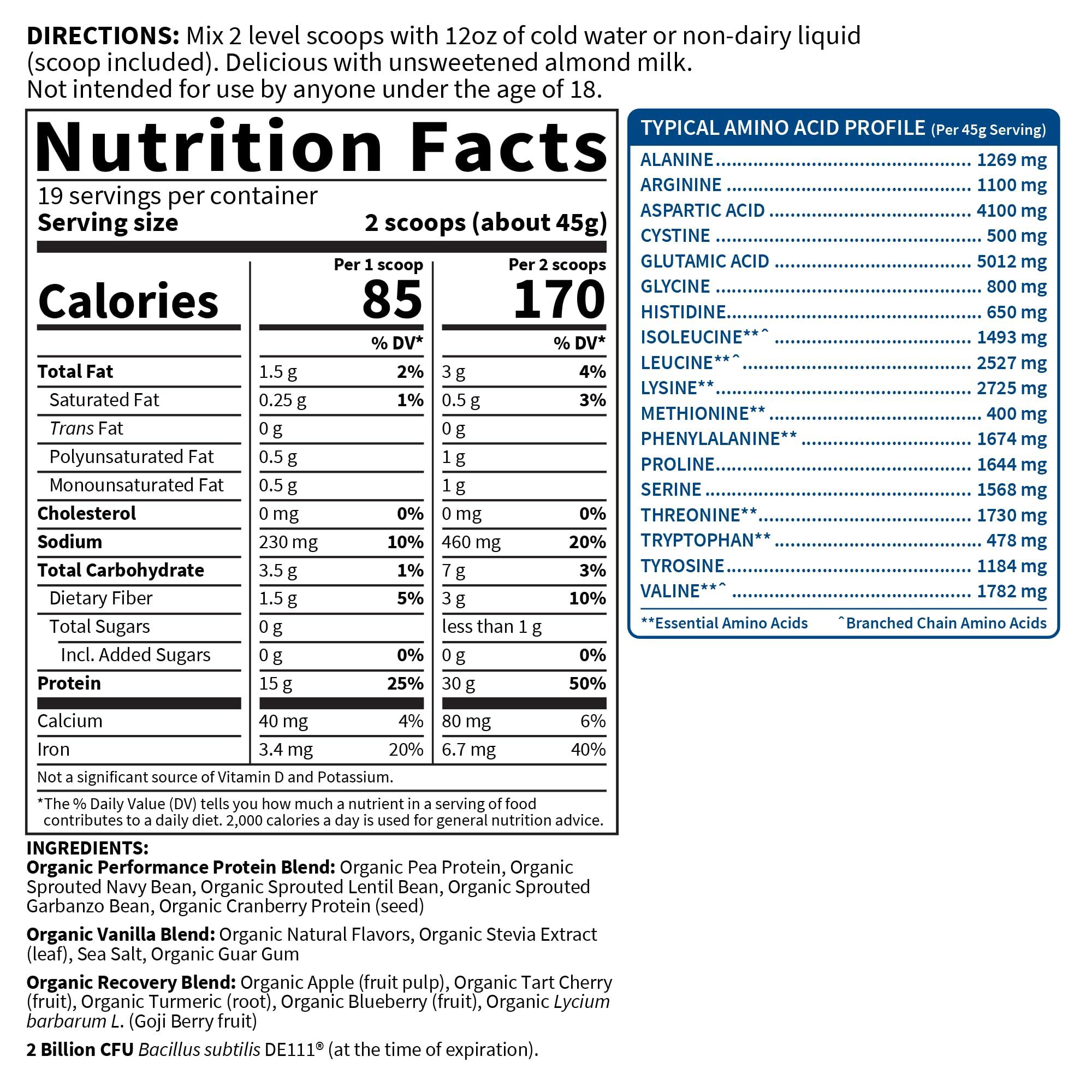 Organic Vegan Vanilla Protein Powder with Probiotics, BCAAs, 30g Plant Protein, NSF Certified, Gluten Free & Sport, Non GMO, Garden of Life Sport Protein Powder - 19 Servings - Image 5