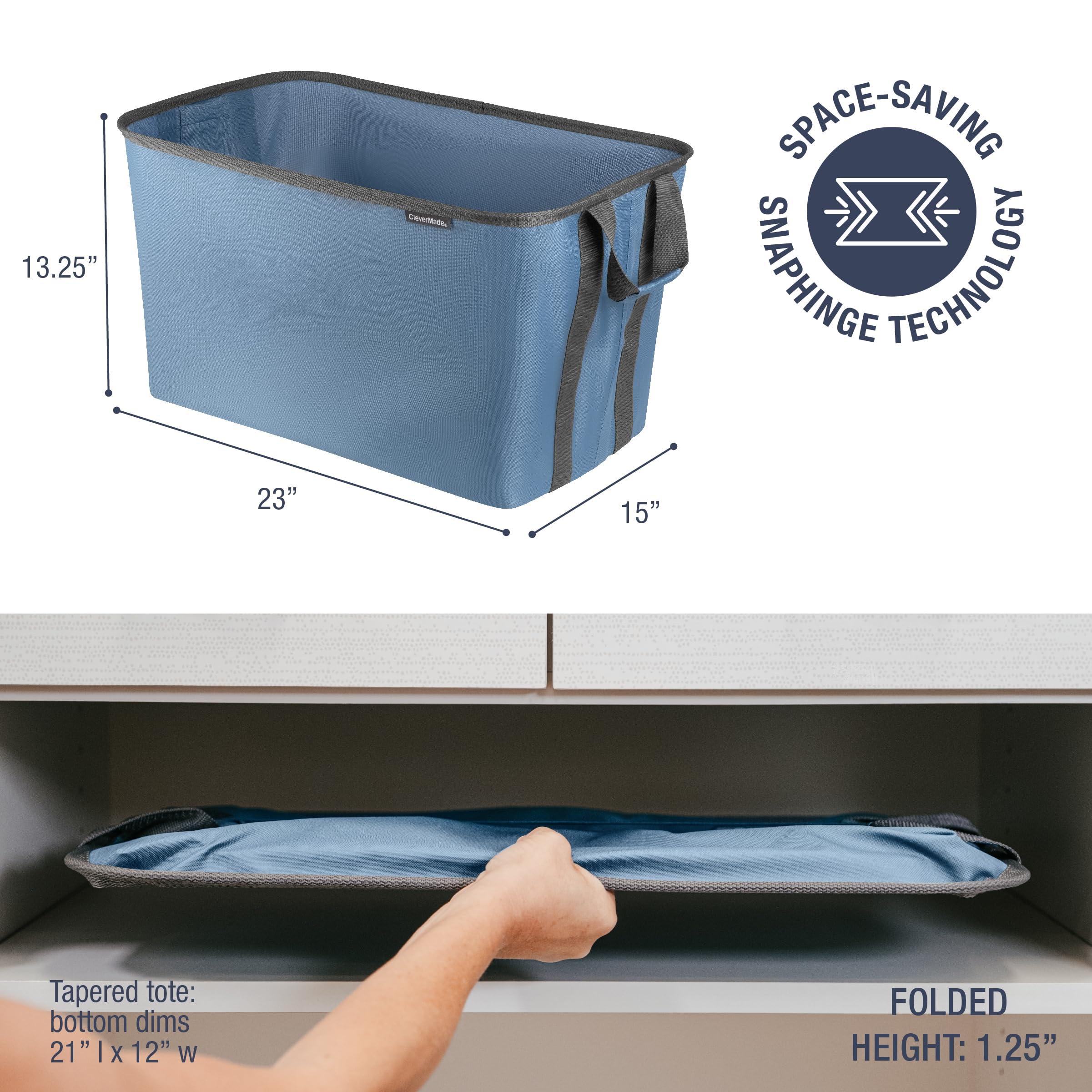 CleverMade Collapsible Laundry Basket Hamper - Denim Shadow Gray 2-Pack 60L - Space Saving Storage Organizer with Handles Foldable Home Organization - Image 2