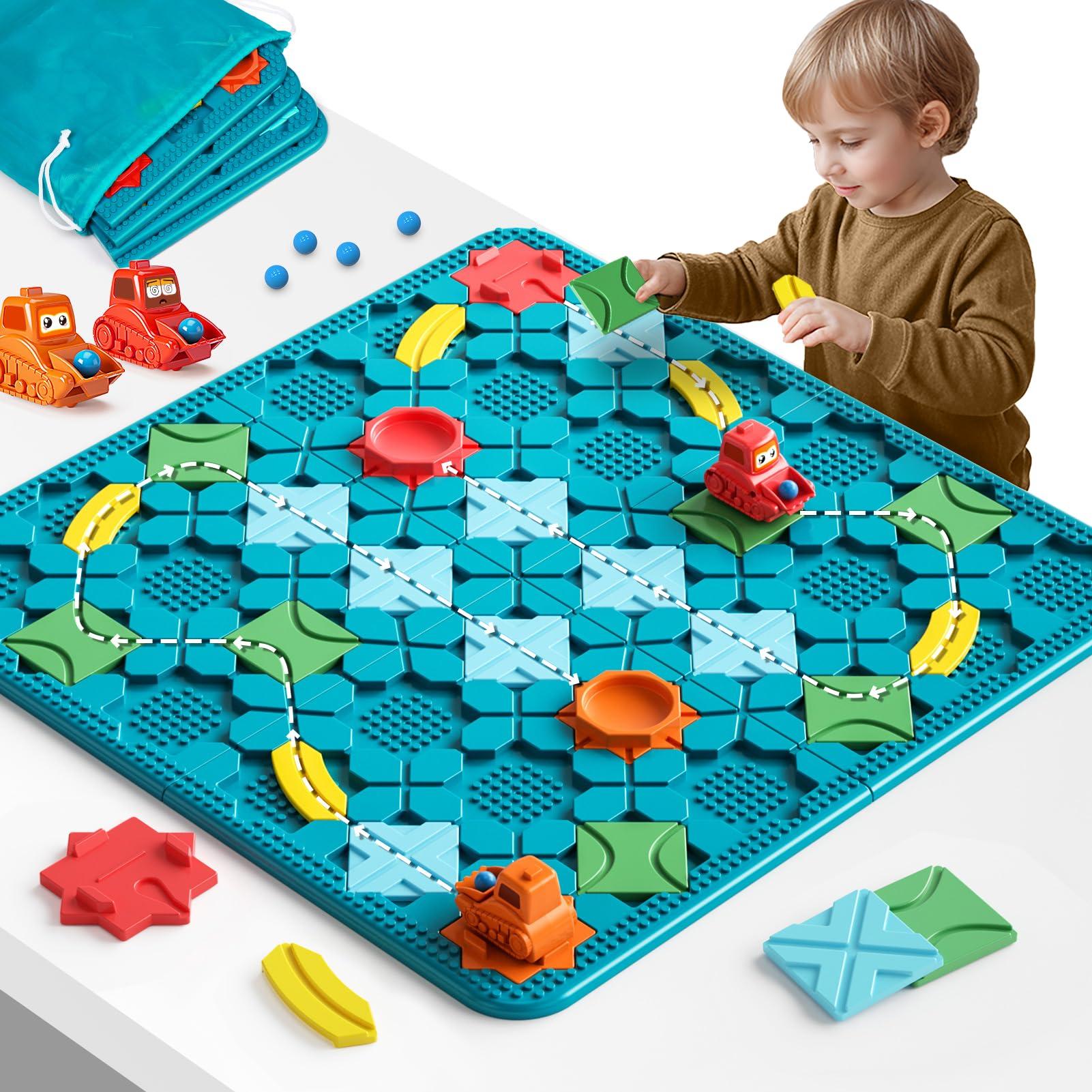Kids Toys STEM Board Games - Large Size Logical Road Builder Educational Brain Teasers Puzzles Toys, Preschool Learning Montessori Big Board Maze Birthday Gifts Kids Boys Girls Age 4-8 Year Old - Image 1