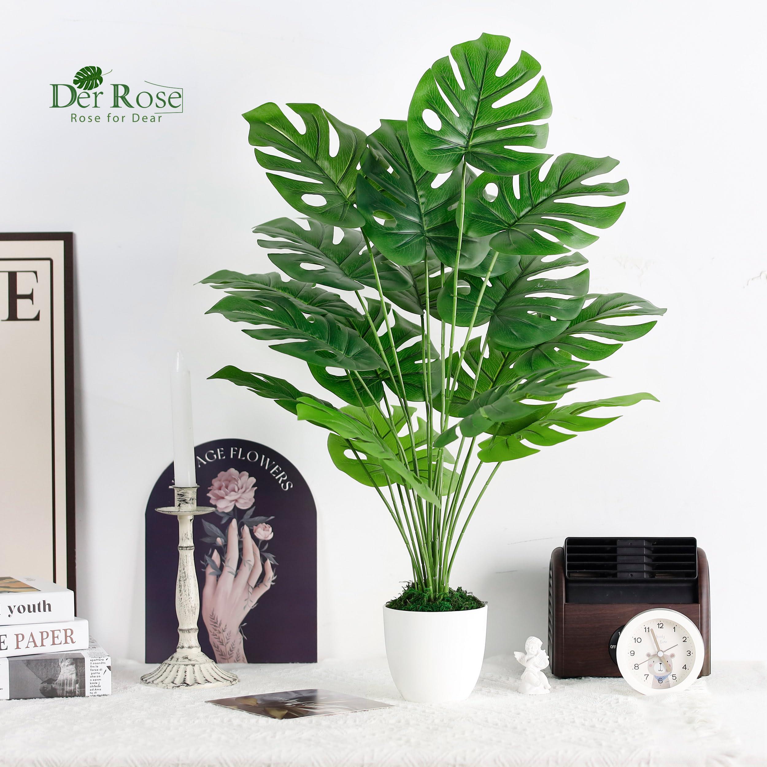 Der Rose 28" Fake Plants Large Artificial Monstera Faux Potted Plants Indoor Tall Tree for Living Room Decor - Image 2