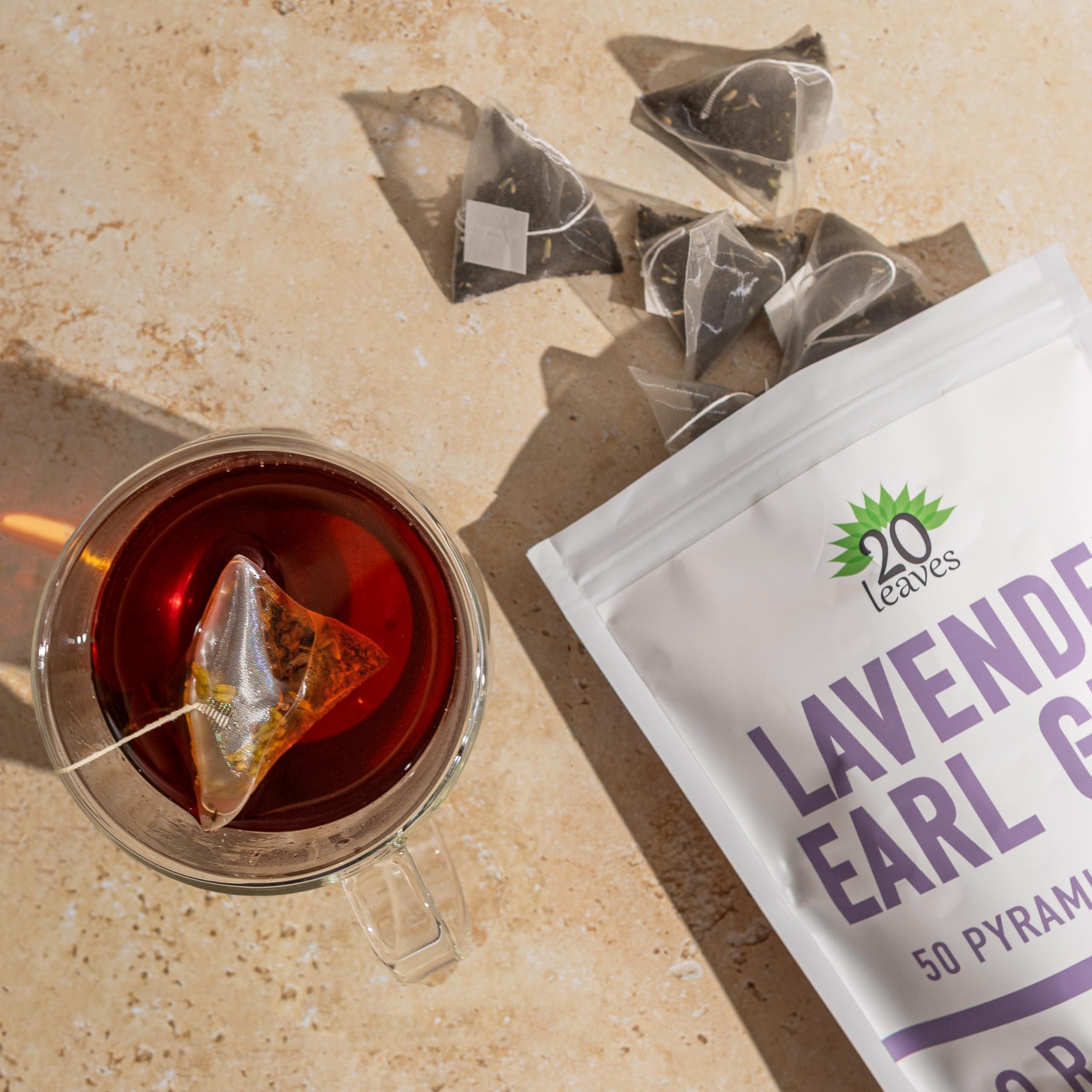 Lavender Earl Grey Black Tea - 100% Certified Organic - 50 Pyramid Tea Bags Sachets in a Resealable Bag - Image 2