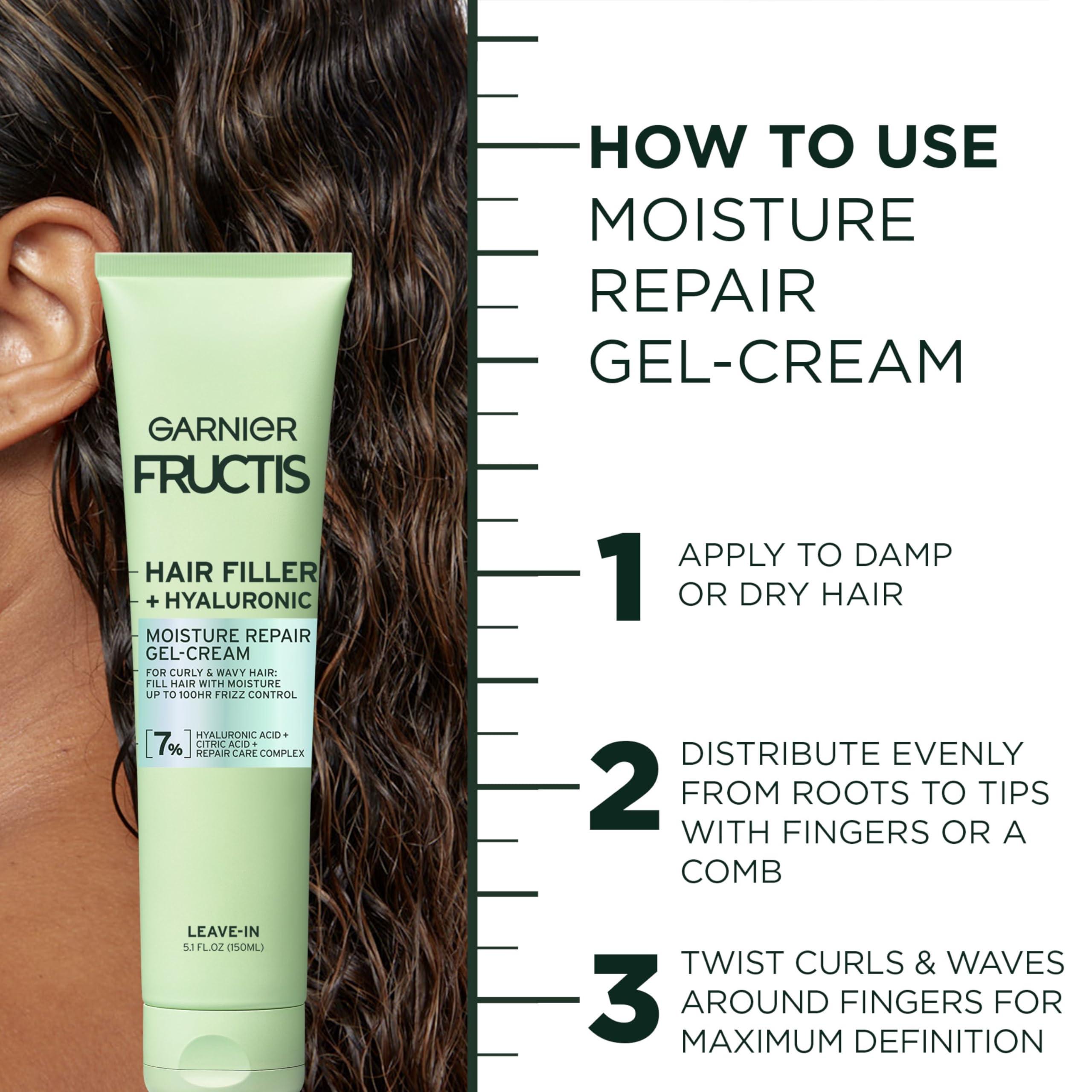 Garnier Fructis Hair Filler Moisture Repair Gel-Cream, Hair Gel for Curls and Waves with Hyaluronic Acid, 5.1 Fl Oz, 1 Count - Image 7