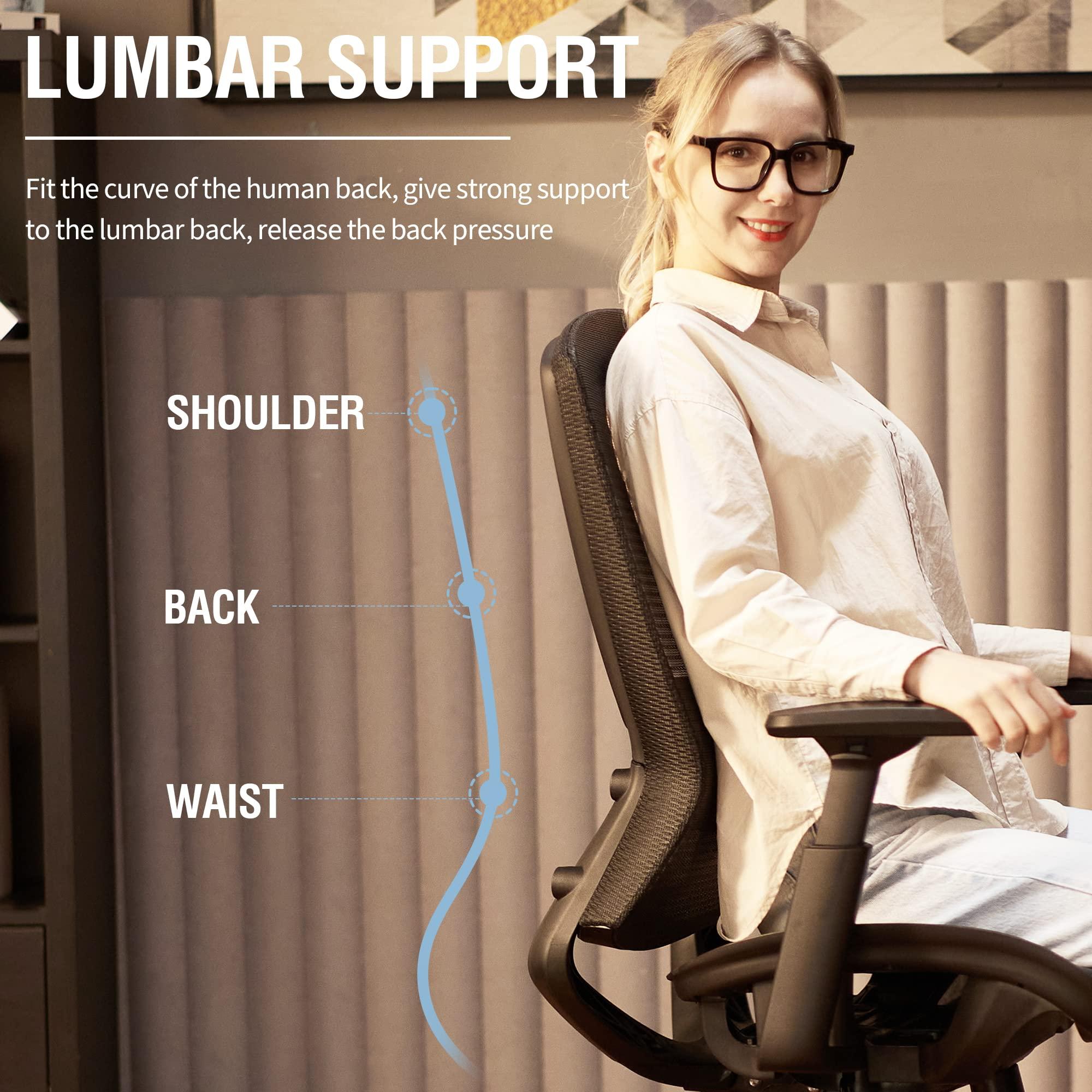 ELABEST Mesh Office Chair,Ergonomic Computer Desk Chair,Sturdy Task Chair- Adjustable Lumbar Support & Armrests,Tilt Function,Comfort Wide Seat,Swivel Home Office Chair (Black) - Image 4