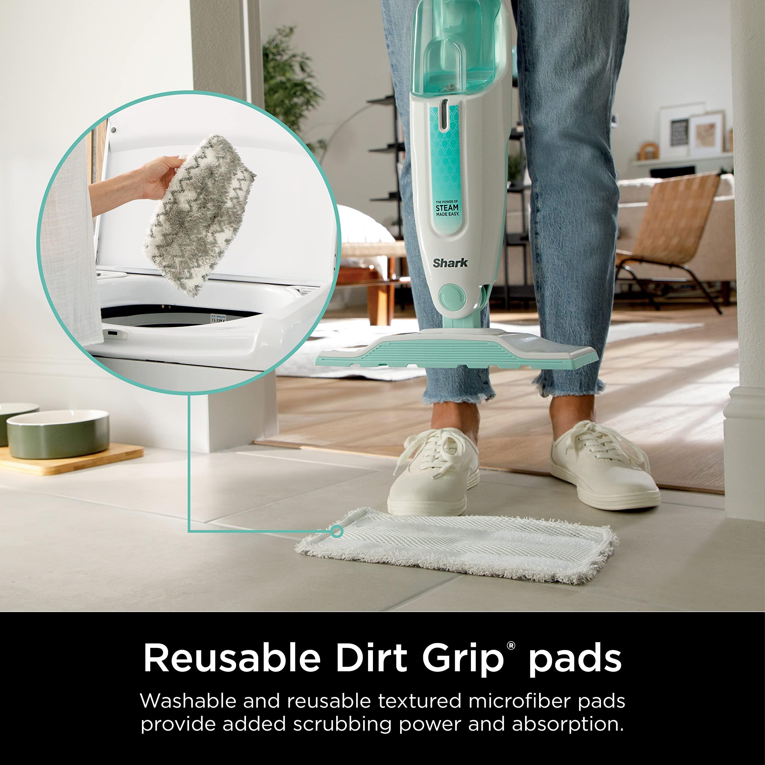 Shark Steam Mop with 2 Machine Washable Dirt Grip Pads, Removable Water Tank, Lightweight, Steam Cleaner for sealed Hard Floors, Marble, Stone, Hardwood, Tile, Laminate, White/Seafoam, S1000 - Image 6