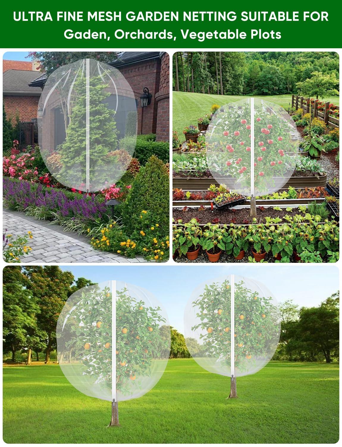 Fruit Tree Netting for Cicadas - with Zipper 4Pcs 5 x 4FT Garden Bird Netting for Blueberry Bushes with Drawstring,Insect Plant Protection Mesh Net Bags for Tomato,Cicada,Animals (4, 4 x 5 FT) - Image 8