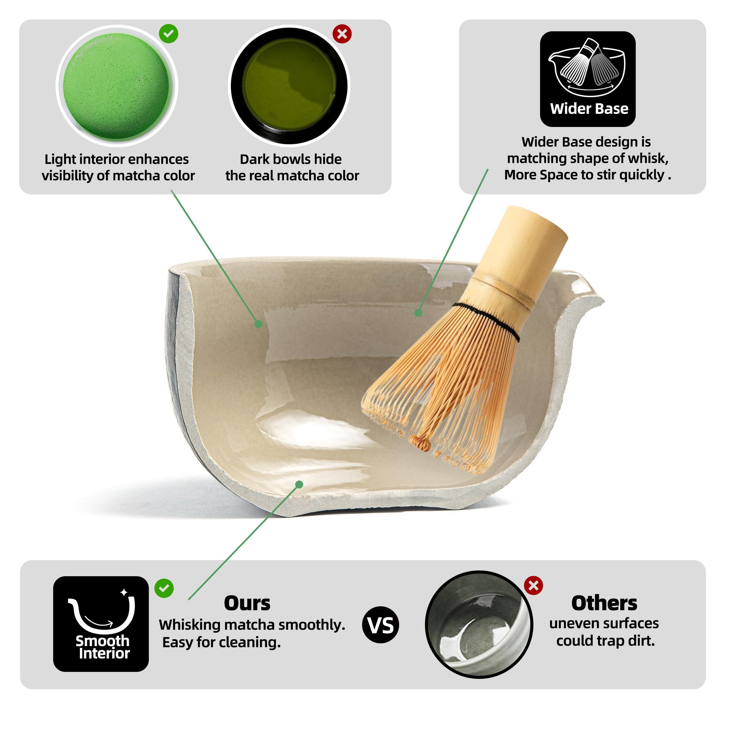 TEANAGOO 9 Pcs Matcha Whisk Set,Ceramic Matcha Set,Matcha Kit for Ceremony,Matcha Tea Set for Making Breakfast/Matcha Latte,Matcha Whisk and Bowl Set with 2 Matcha Cups(7.2oz),Gift for Matcha Lover - Image 3