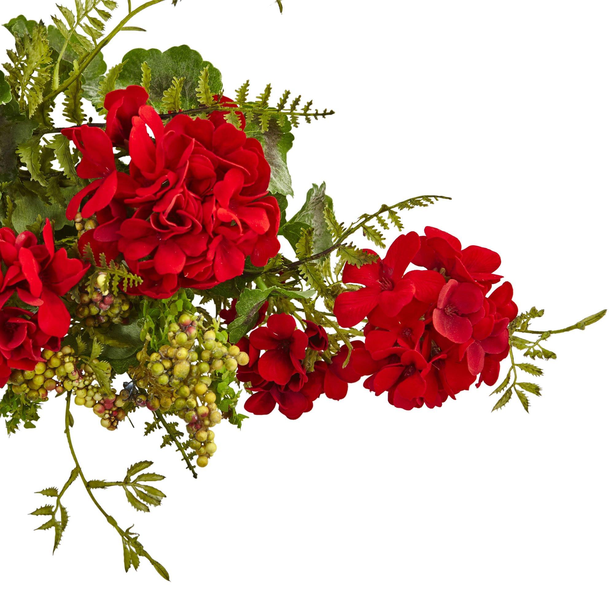 Nearly Natural 32in. Geranium and Berry Swag - Image 4