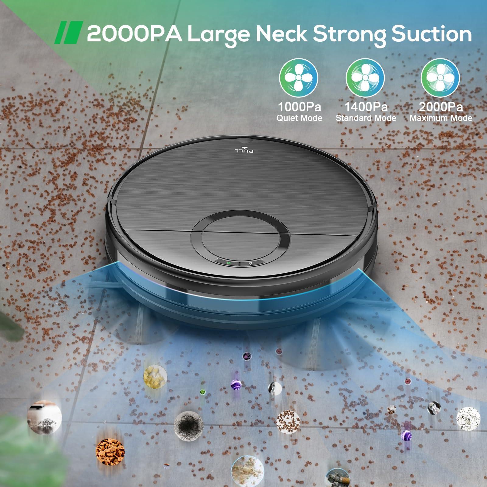 Robot Vacuum and Mop Combo, 2 in 1 Mopping Robot Vacuum Cleaner with 2000Pa Max Suction, Wi-Fi/App/Remote, Schedule, Self-Charging Slim Robotic Vacuum, Ideal for Pet Hair, Low-Pile Carpet, Hard Floor - Image 5