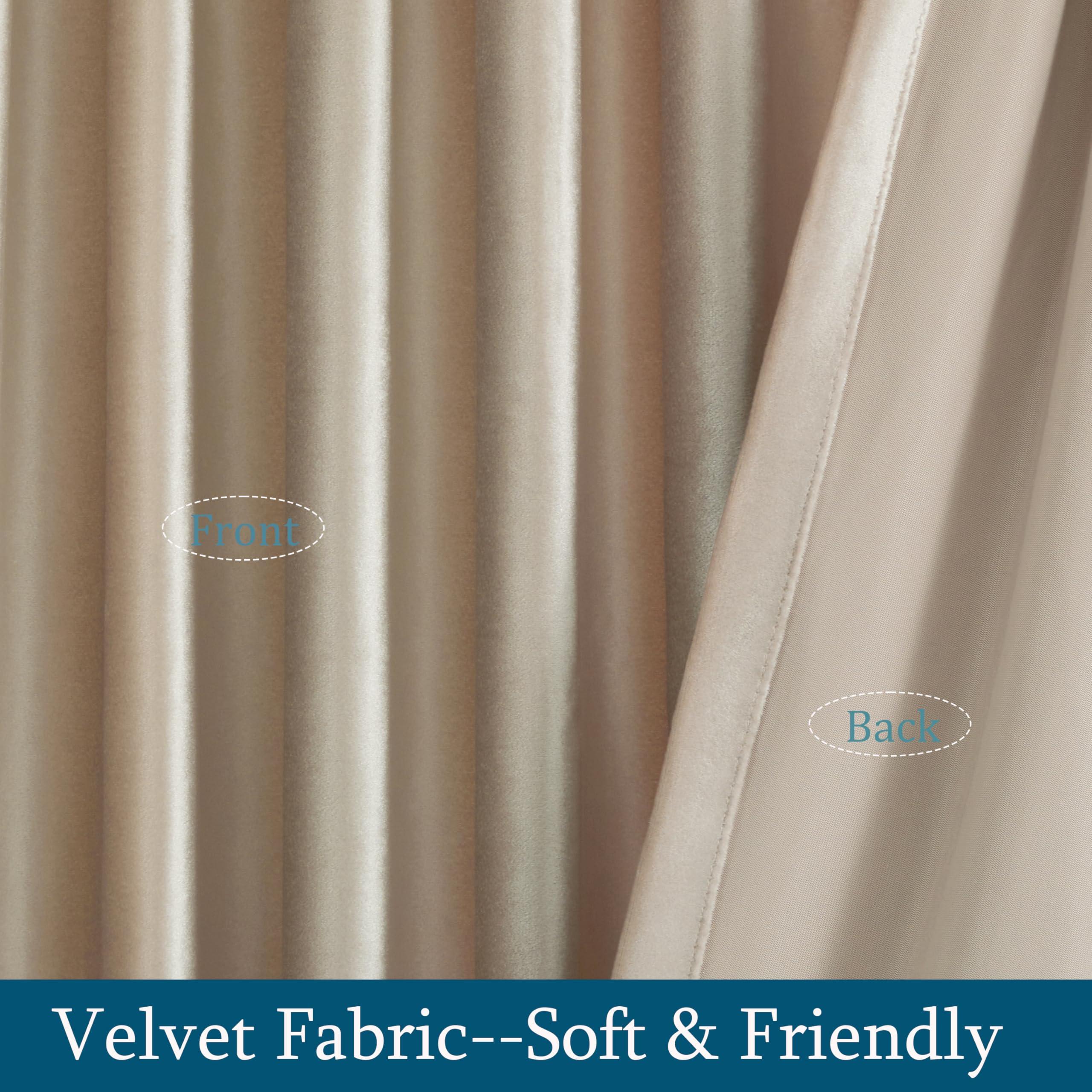 PRIMROSE Champagne Velvet Curtains 84 inch Long for Living Room,Set of 2 Panels Blackout Rod Pocket Back Tab Window Treatment Room Darkening Heavy Decorative Curtains Drapes for Bedroom - Image 6