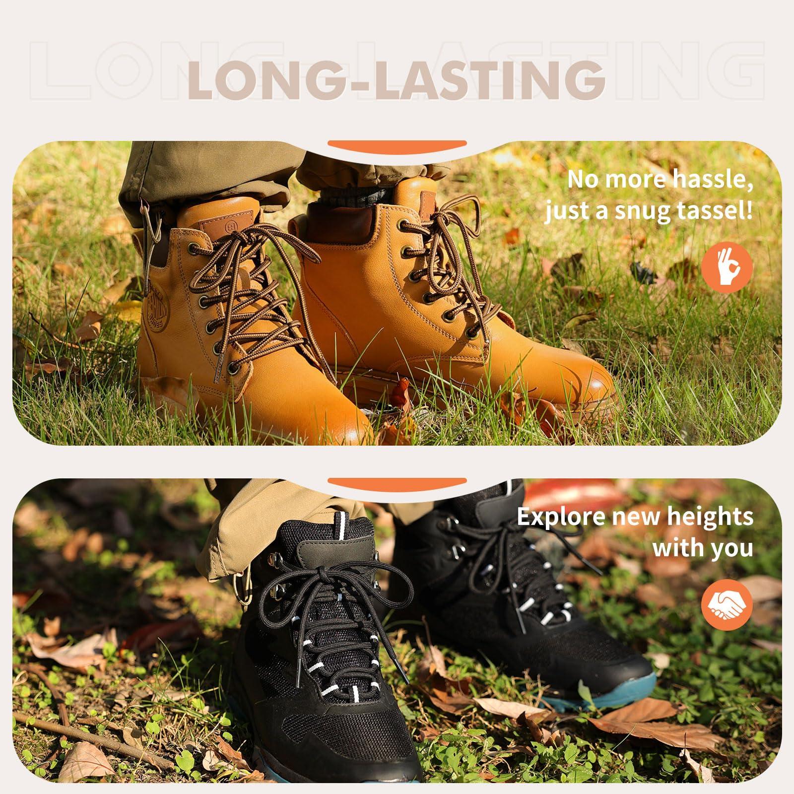 Stepace Round Shoelaces [2 Pairs] Heavy Duty Boot Shoe Laces for Hiking Work Boots - Image 5