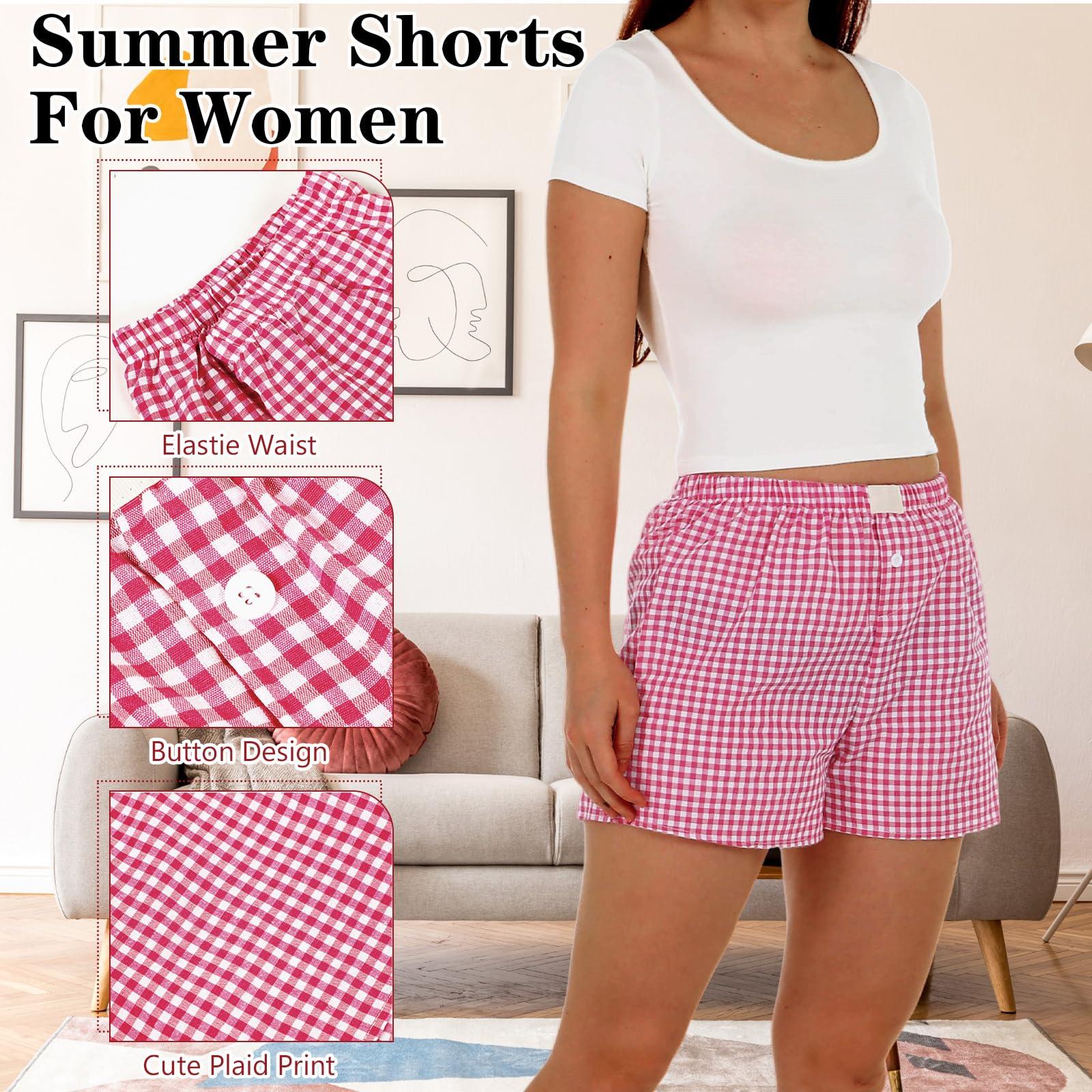 Bunnycool 3 Pack Women's Boxer Shorts, Casual Summer Pajama Gingham Shorts Sleep Plaid Pants Lounge Y2k Beach Bottoms 2025 - Image 3