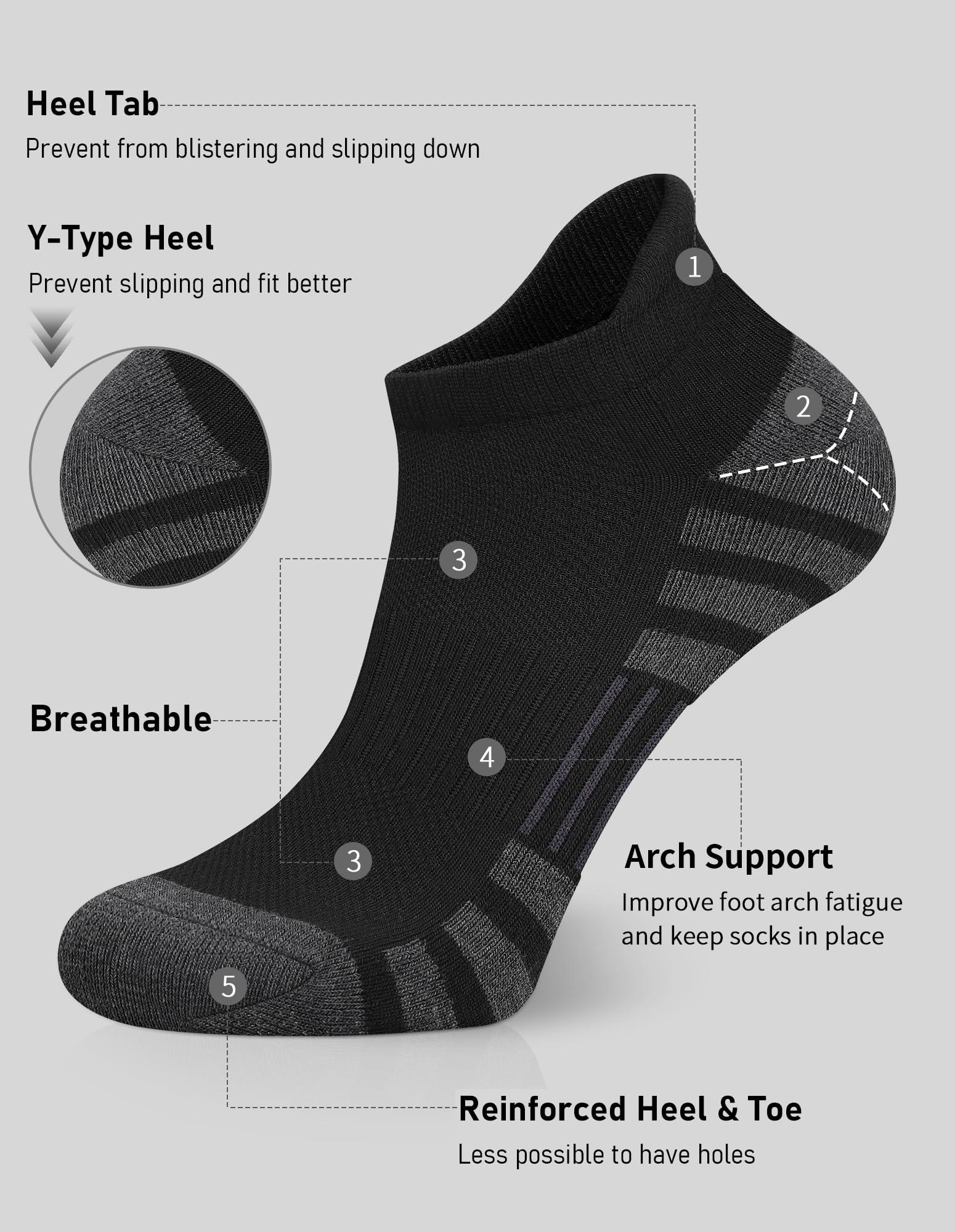 Airacker Ankle Athletic Running Socks Cushioned Breathable Low Cut Sports Tab Socks for Men and Women (6 Pairs) - Image 2