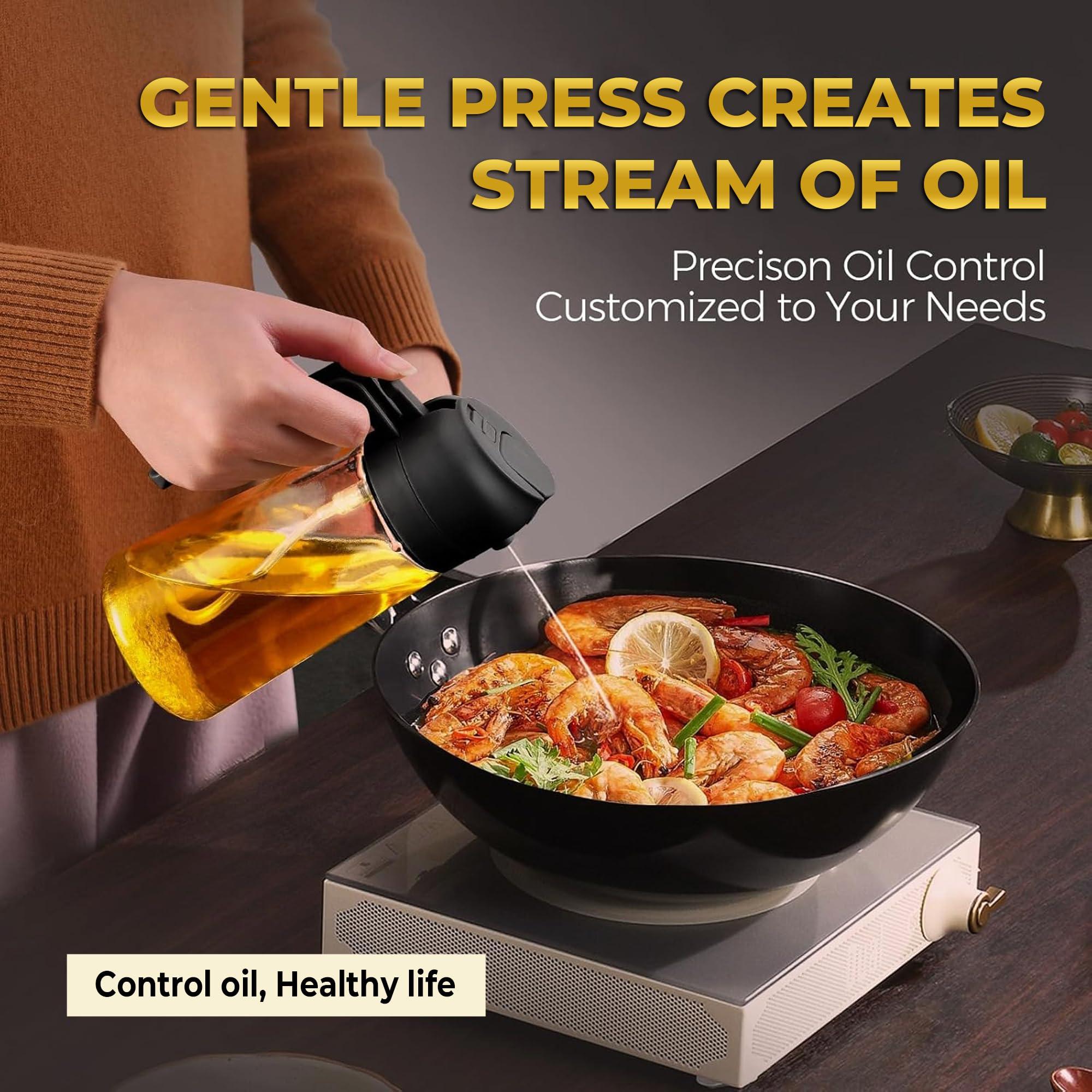 Housetip Oil Dispenser For Kitchen, 2 in 1 Glass Olive Oil Dispenser Bottle Spray And Pour, 16.9 Oz/500ml & Oil Sprayer For Cooking, Prefect For Air Fryers, Salad Dressing, BBQ and Grilling - Image 4