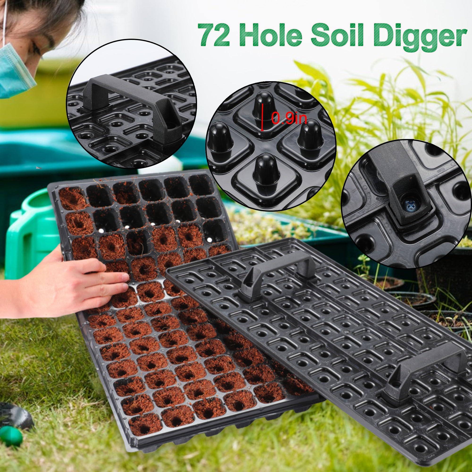 Oscorna (20Pack) 72-Cell Seed Starter Trays with Dibber, 10 Pack Nursery Starting with Base Tray, 72 Hole Soil Digger for Setting Out Quickly, Seedling Planting Tray, Germination Kit Trays Reusable - Image 3