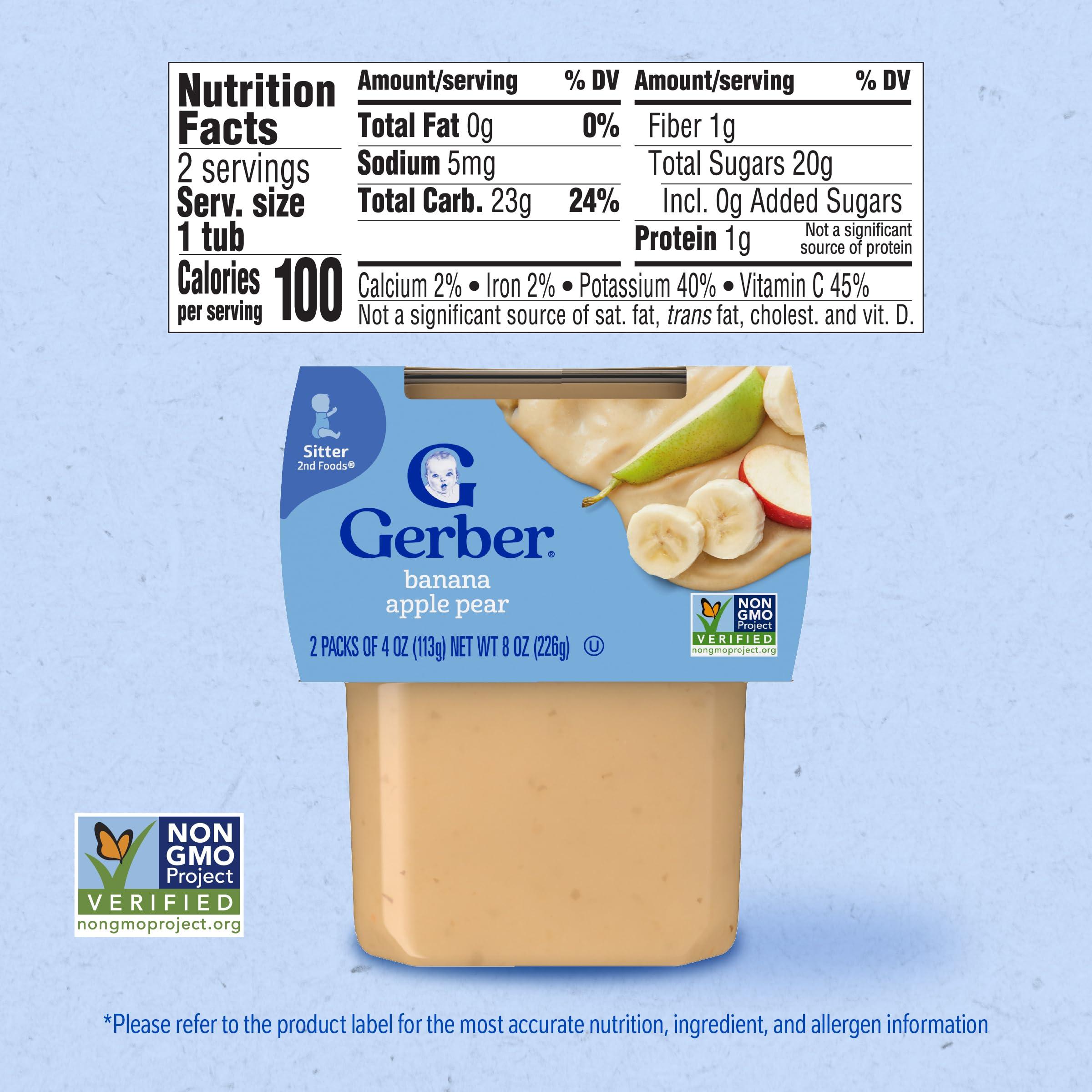 Gerber 2nd Foods Bananas with Apples & Pears, 4 Ounce Tubs, 2 Count (Pack of 8) - Image 2
