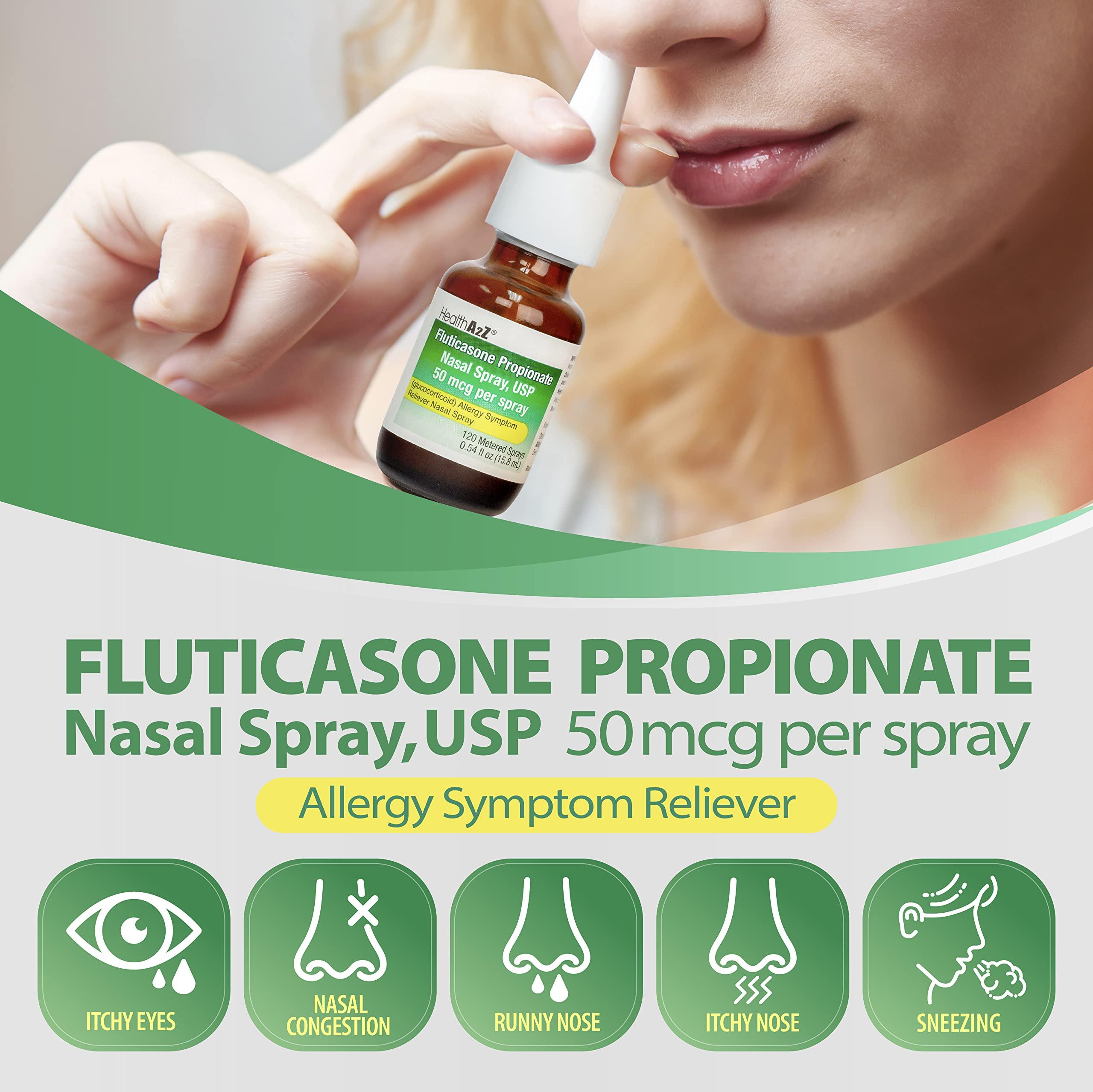 HealthA2Z® Fluticasone Propionate Nasal Sprays | Allery Relief Spray | Runny Nose | Nasal Congestion | Sneezing | Itchy Watery Eyes | 24 Hour Allergy Relief | (2 Packs) - Image 4