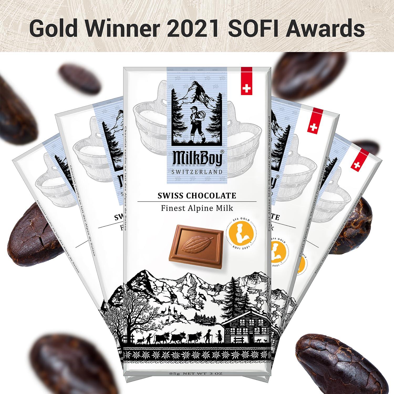 Milkboy Swiss Chocolate Bars - Premium Swiss Alpine Milk Chocolate - Smooth European Milk Chocolates Gift - Sustainably Farmed Cocoa - Gluten Free - 3 oz, Pack 2 - Image 4