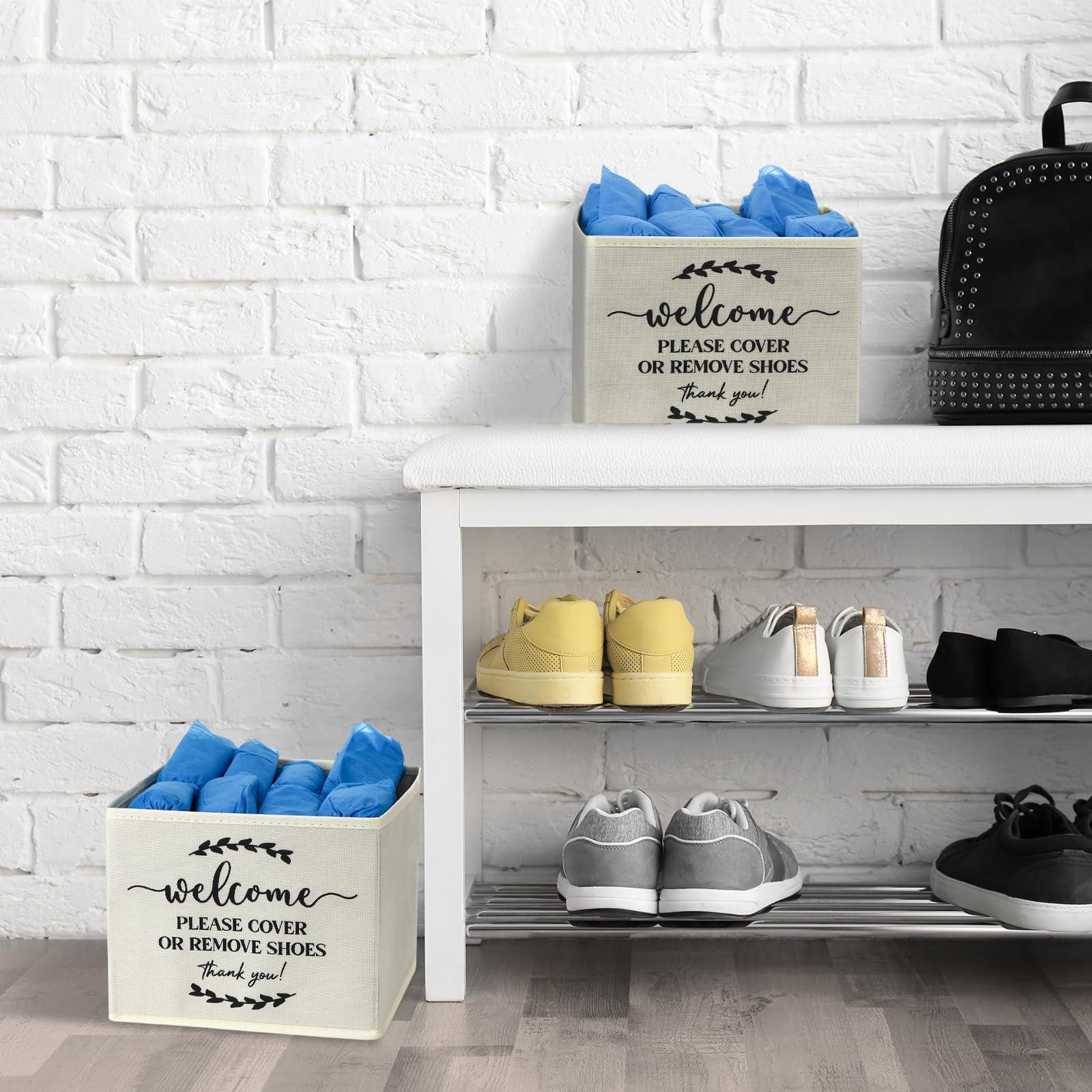 Suzile 200 Pack Disposable Shoe Covers with Dispenser Box Waterproof Disposable Non Slip Shoe Booties Foot Covers with Storage Box for Guests Indoor Open House Supplies(Beige) - Image 6