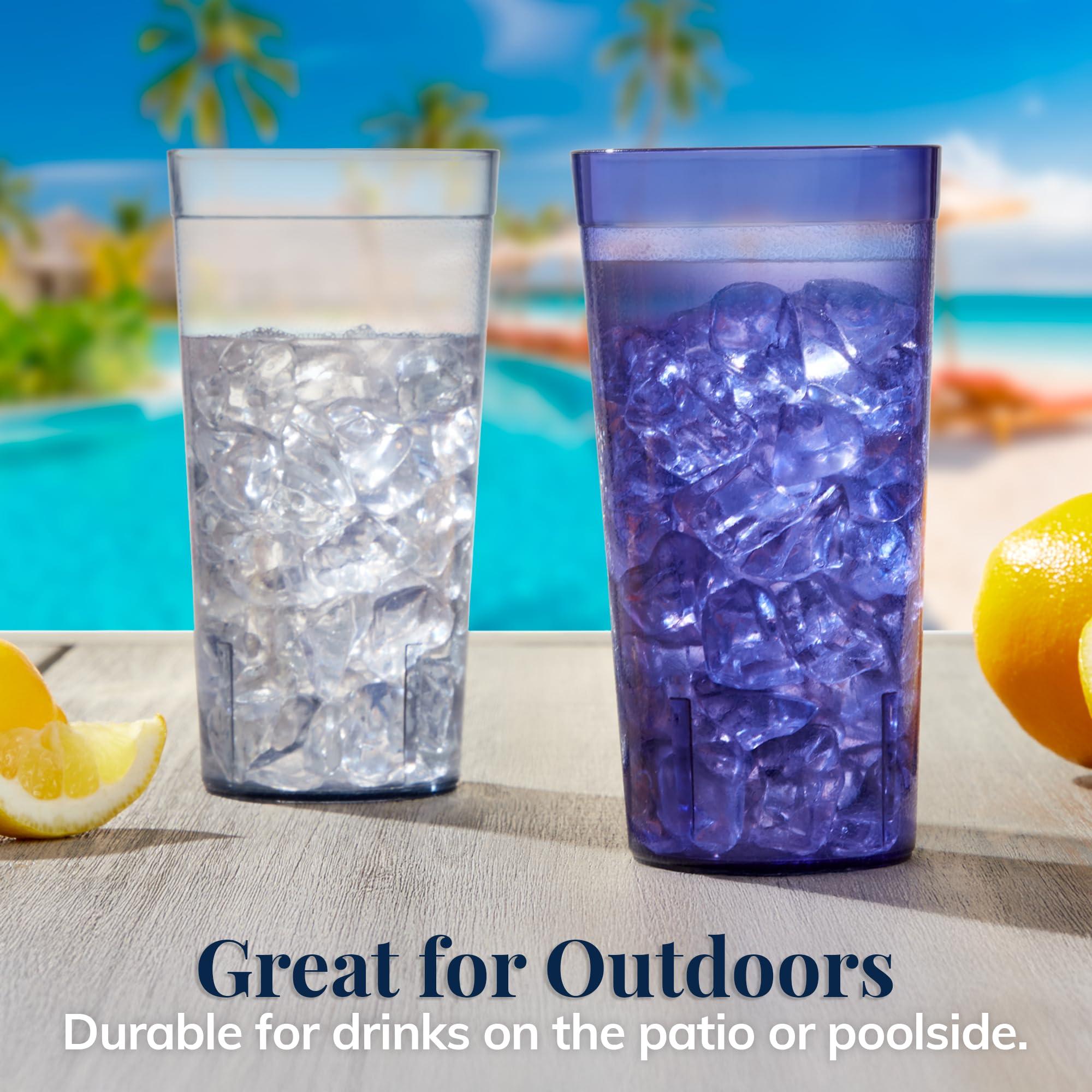US Acrylic Cafe Plastic Reusable Tumblers (Set of 16) 20-ounce Water Cups Coastal Colors | Restaurant Style Drinking Glasses Value Set, Stackable, BPA-free, Made in the USA | Top-rack Dishwasher Safe - Image 7
