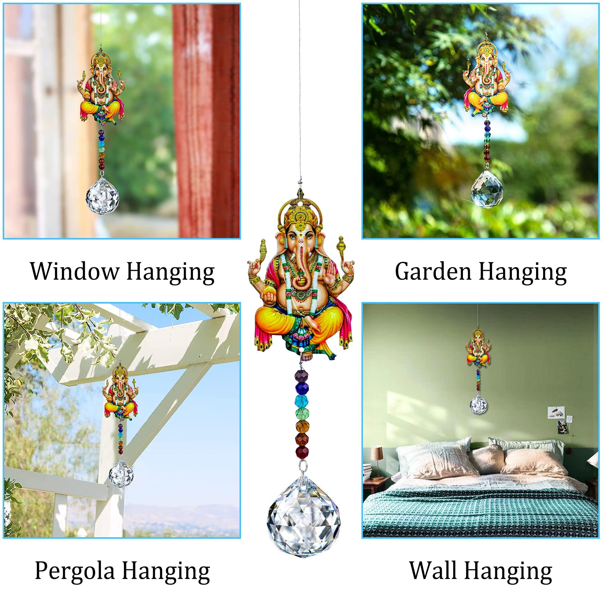 Elephant God Prism Suncatcher Hindu Ganesha Protection Charm Decor Window Garden Wall Hanging Crystal Pendant - Image 8