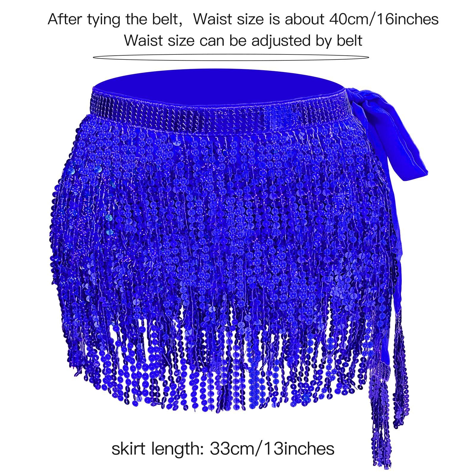 Women's Sequin Fringe Skirt Belly Dance Skirt Tassel Hip Scarf Multilayer for Halloween Party Festival Costume - Image 6