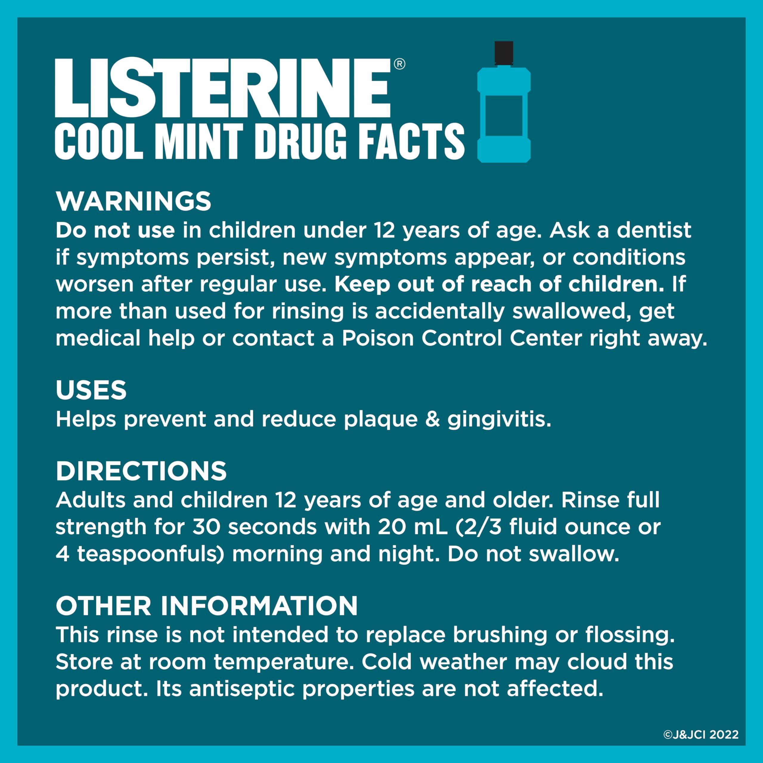 Listerine Cool Mint Antiseptic Mouthwash for Bad Breath, Plaque and Gingivitis, Travel Size, 3.2 Fl Oz ,Pack of 12 - Image 8