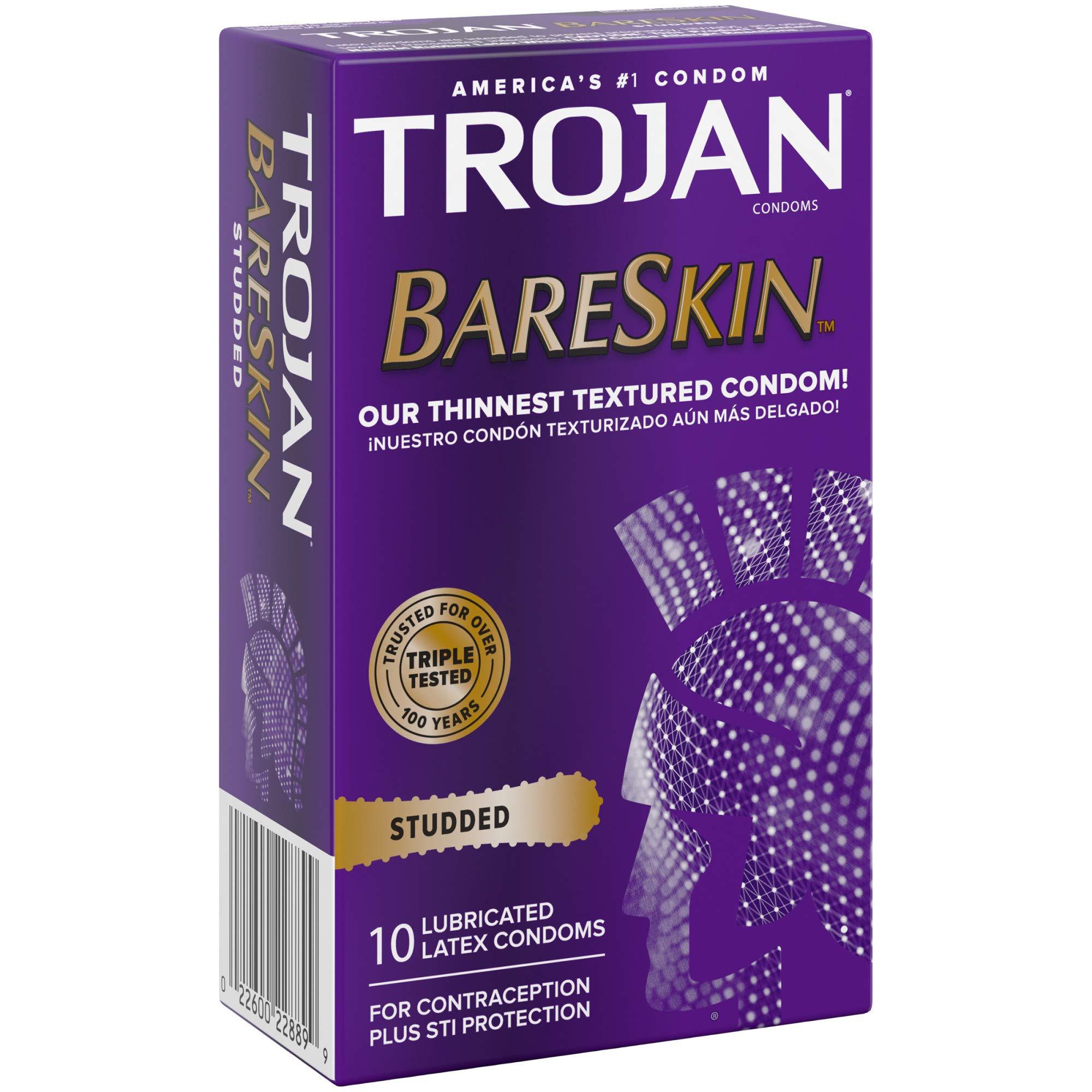 Trojan Studded Bareskin Lubricated Condoms - 10 Count - Image 7