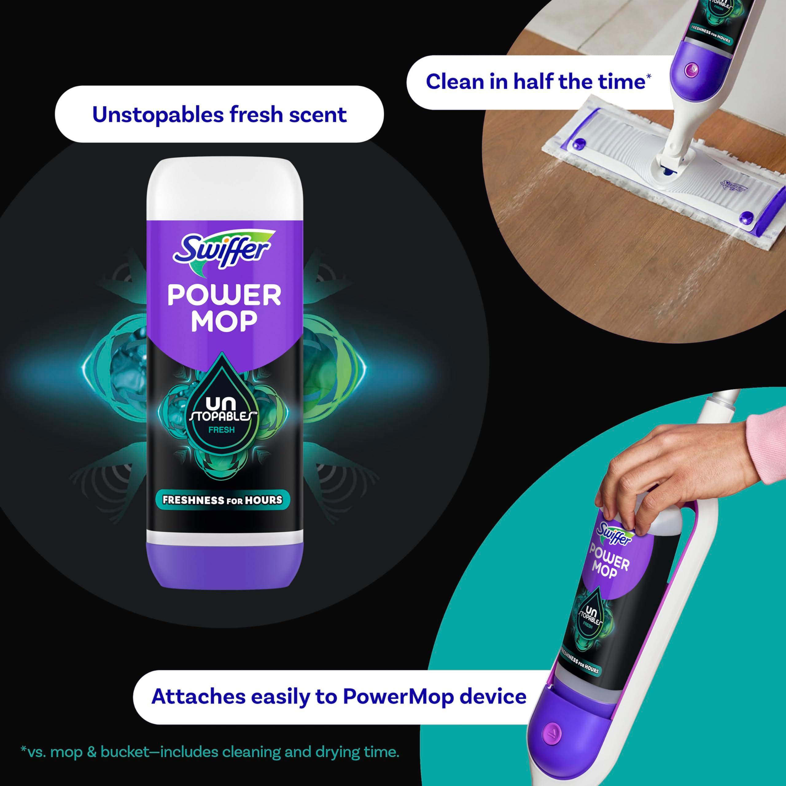 Swiffer PowerMop Floor Cleaning Solution with Unstopables Fresh Scent, PowerMop Refills, Floor Cleaner for Mopping, 25.3 fl oz, 2 Pack - Image 2