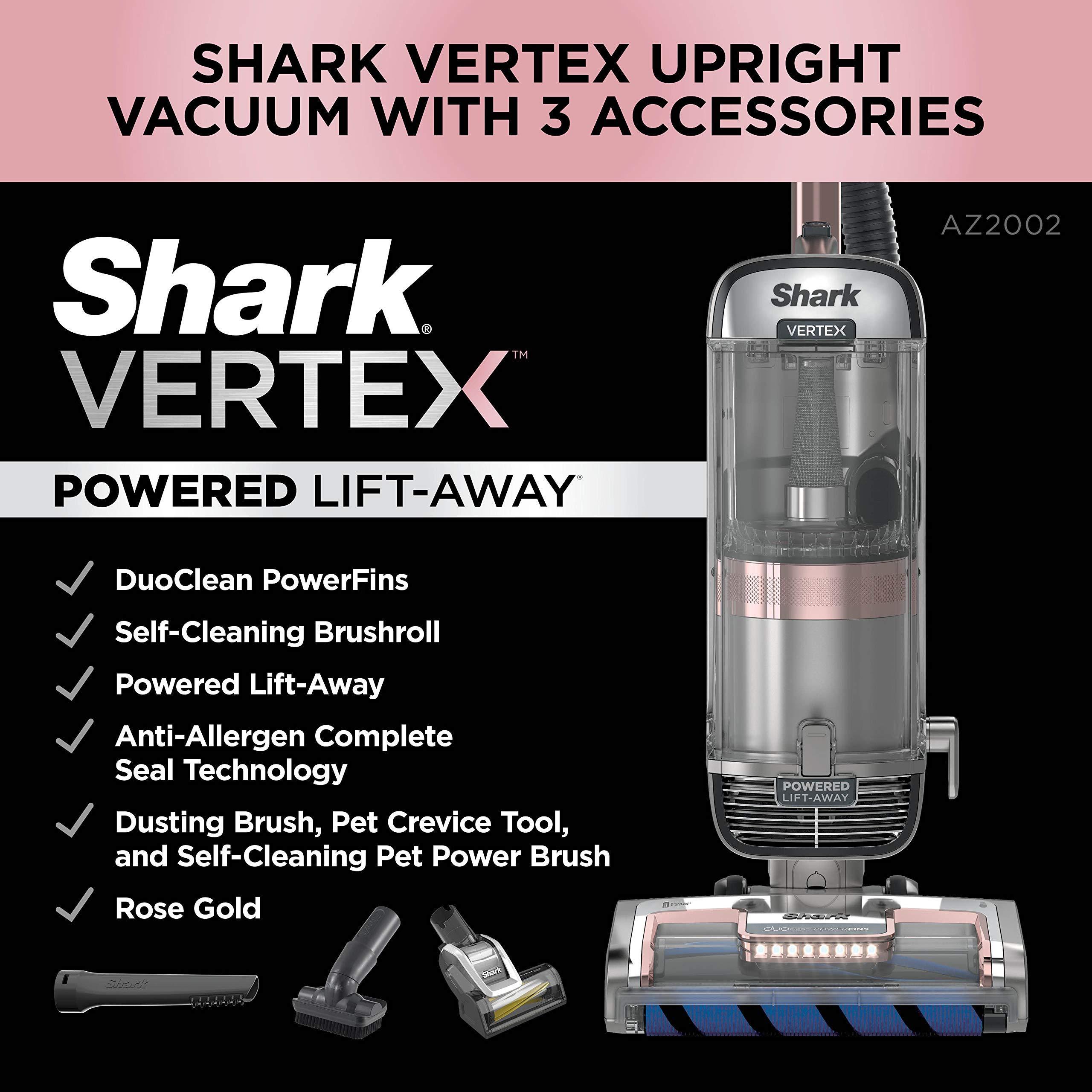 Shark AZ2002 Vertex DuoClean PowerFins Upright Vacuum with Powered Lift-Away Self-Cleaning Brushroll and HEPA Filter, 1 Quart Dust Cup Capacity, Rose Gold (Renewed) - Image 2