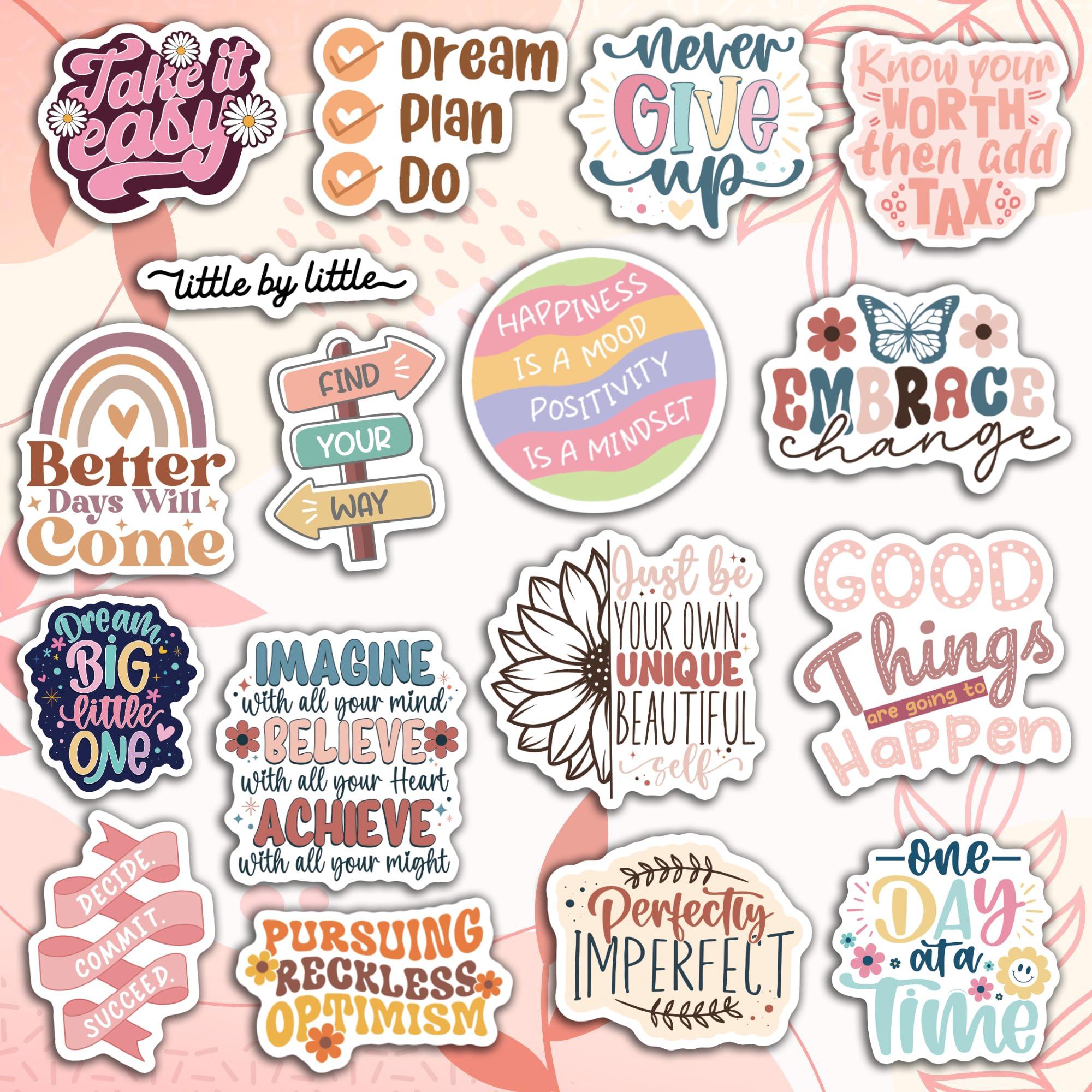 300PCS Motivational Stickers for Vision Board Water Bottles Laptops, Inspirational Quote Waterproof Vinyl for Journals Cups, Affirmation Boho Stickers for Women Holographic - Image 3