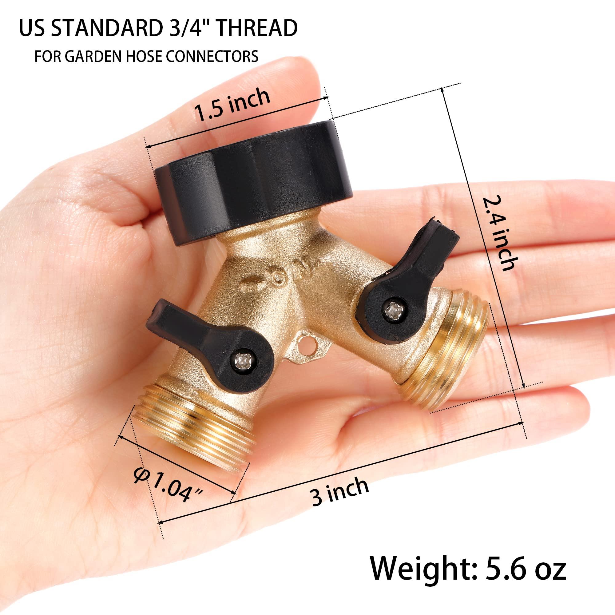 Sanpaint Garden Hose Splitter 2 Way Heavy Duty, Y Connector Brass Garden Hose Adapter, Hose Bib Splitter with 2 Extra Rubber Washers - Image 2