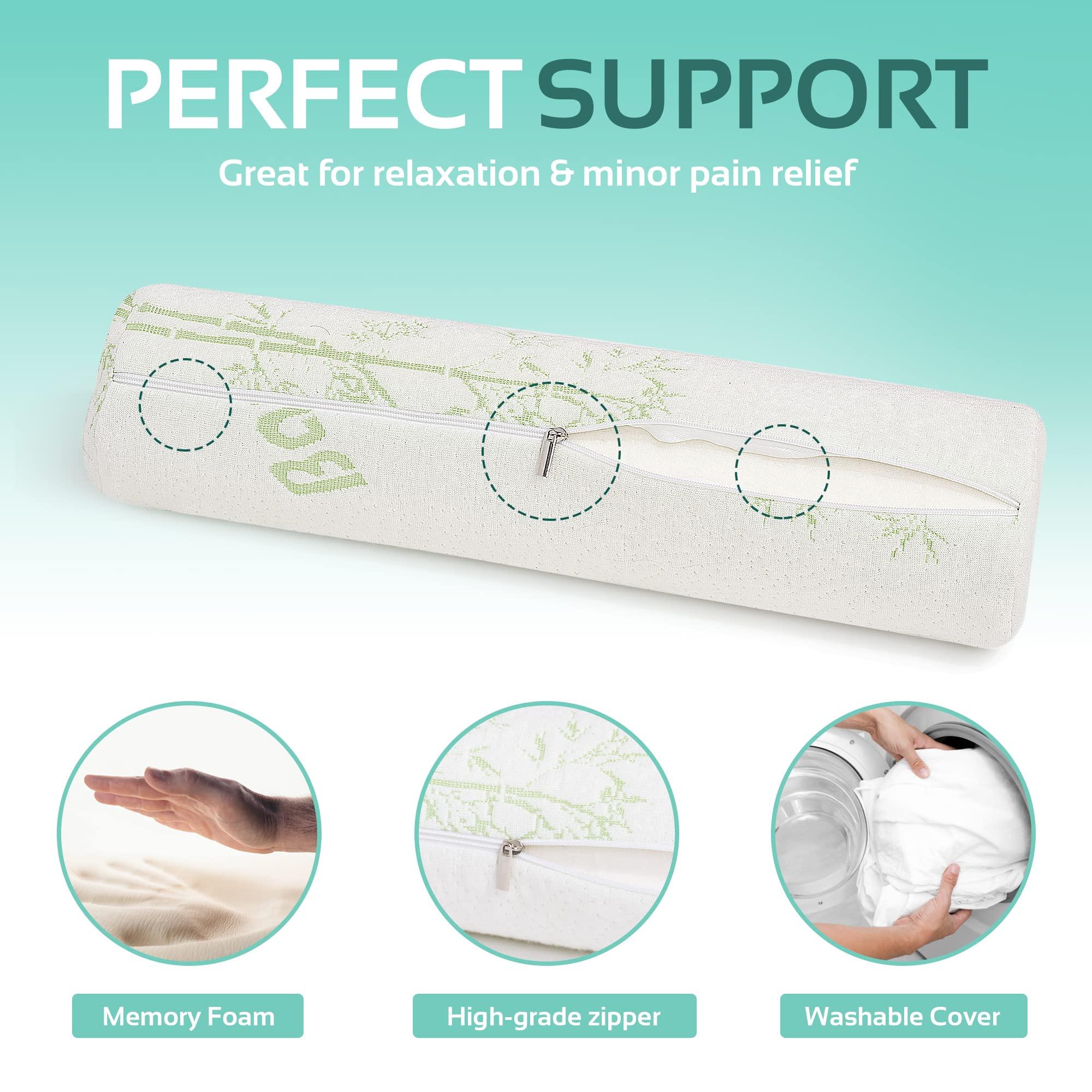 AllSett Health 2 Pack Cervical Neck Roll Memory Foam Pillow, Bolster Pillow, Round Neck Pillows Support for Sleeping | Bolster Pillow for Bed, Legs, Back and Yoga | 4 Inch Diameter x 17 Inches Long - Image 5