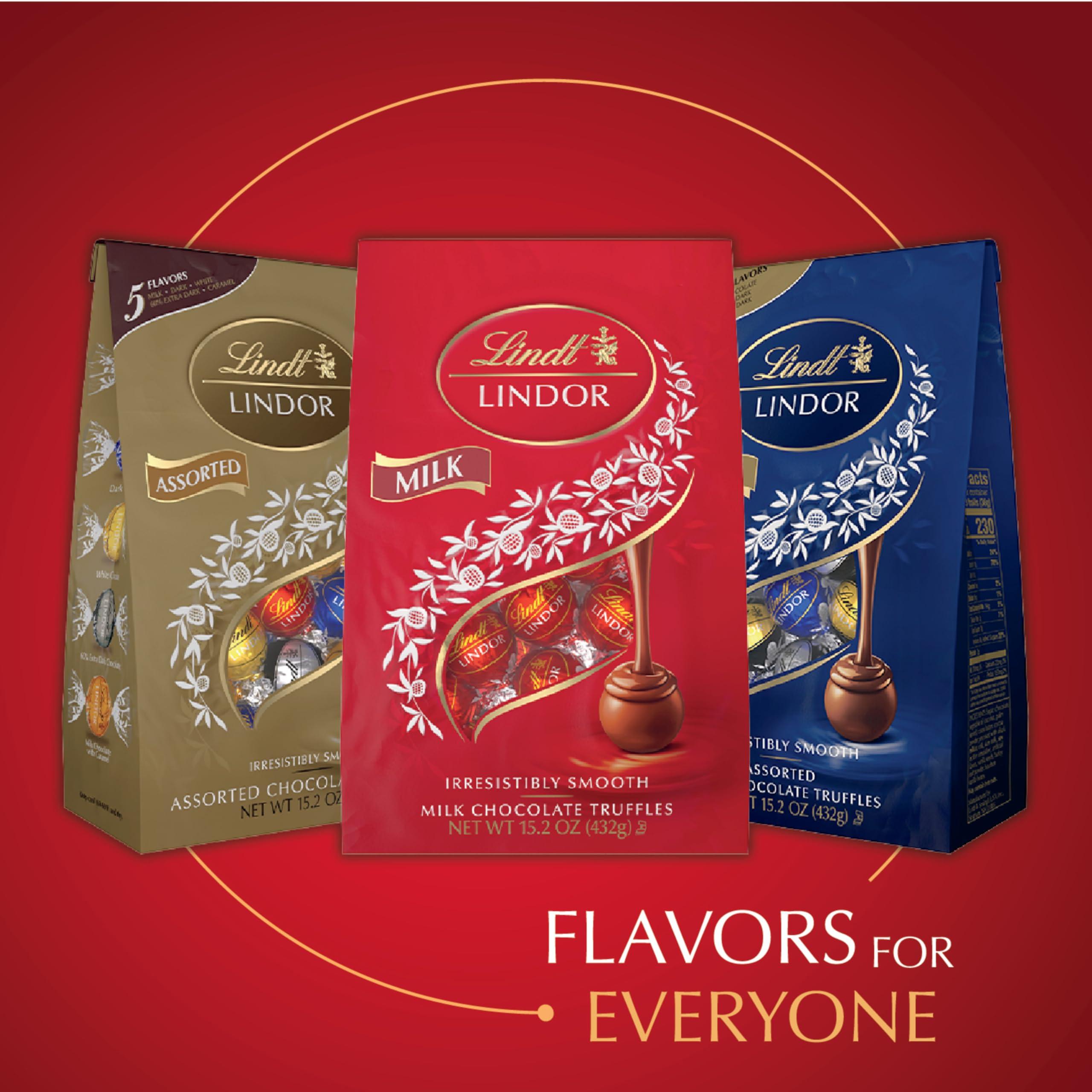 Lindt LINDOR Milk Chocolate Candy Truffles, Milk Chocolate with Melting Truffle Center, 15.2 oz. Bag - Image 6