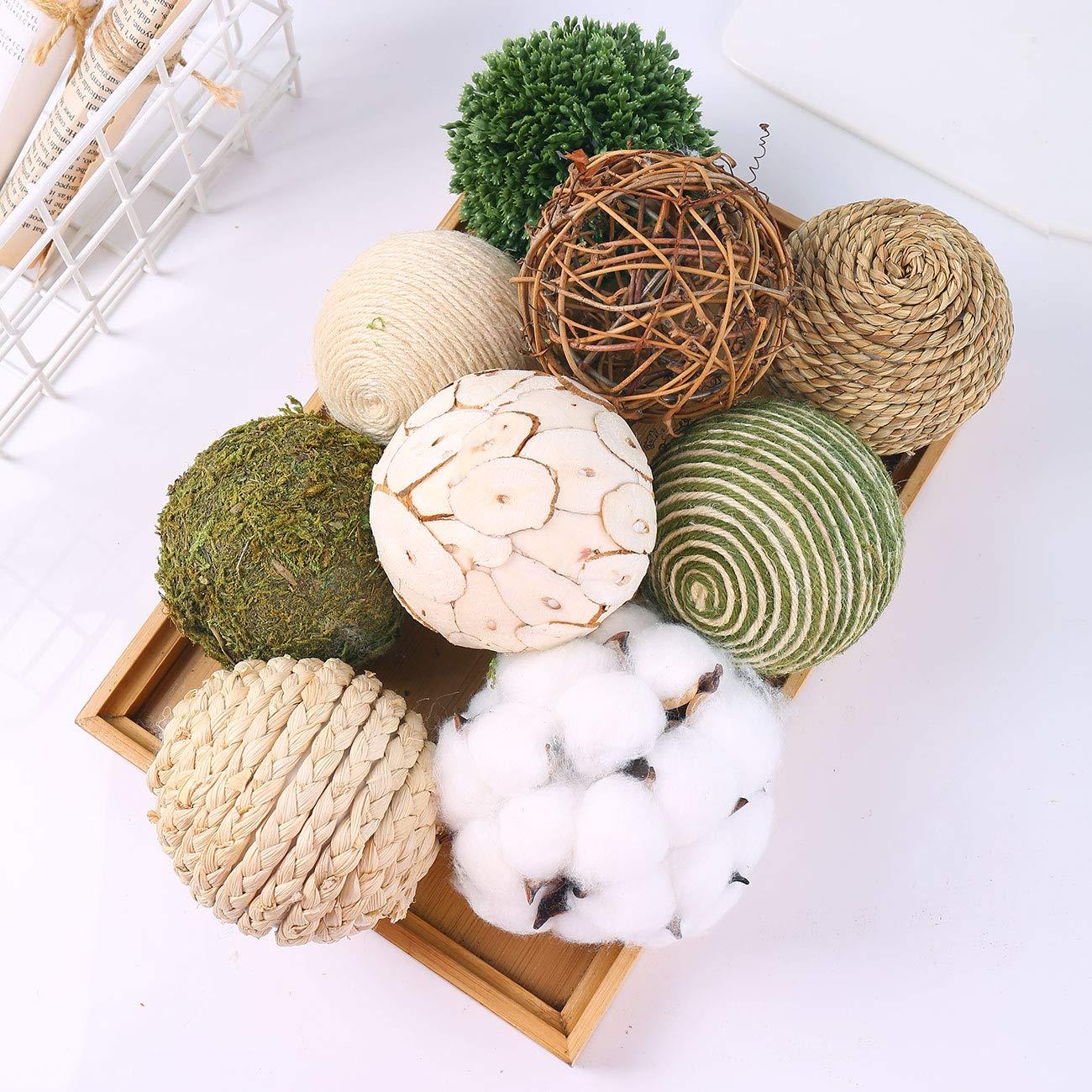 CIR OASES 9pcs 3.5Inch Fall Decorative Ball Orb Rattan Ball Rattan Woven Orbs Spherical Bowl and Vase Filler for Home Party Wedding Display Decor Props … - Image 6