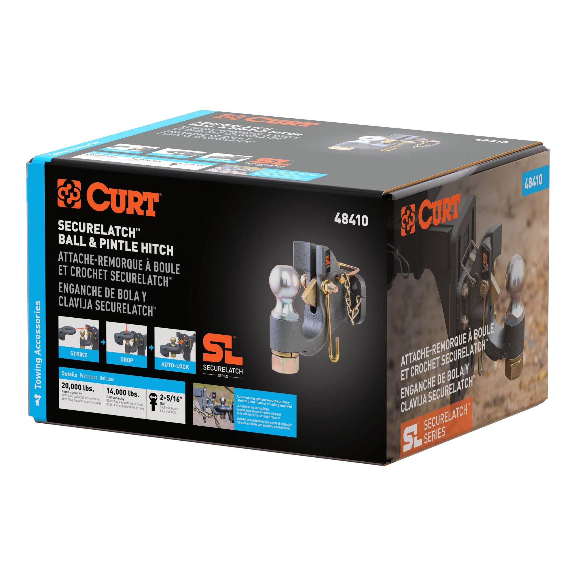 CURT 48410 SecureLatch 2-5/16-Inch Ball and Pintle Hitch Hook Combination, 20,000 Pounds, Mount Required - Image 9