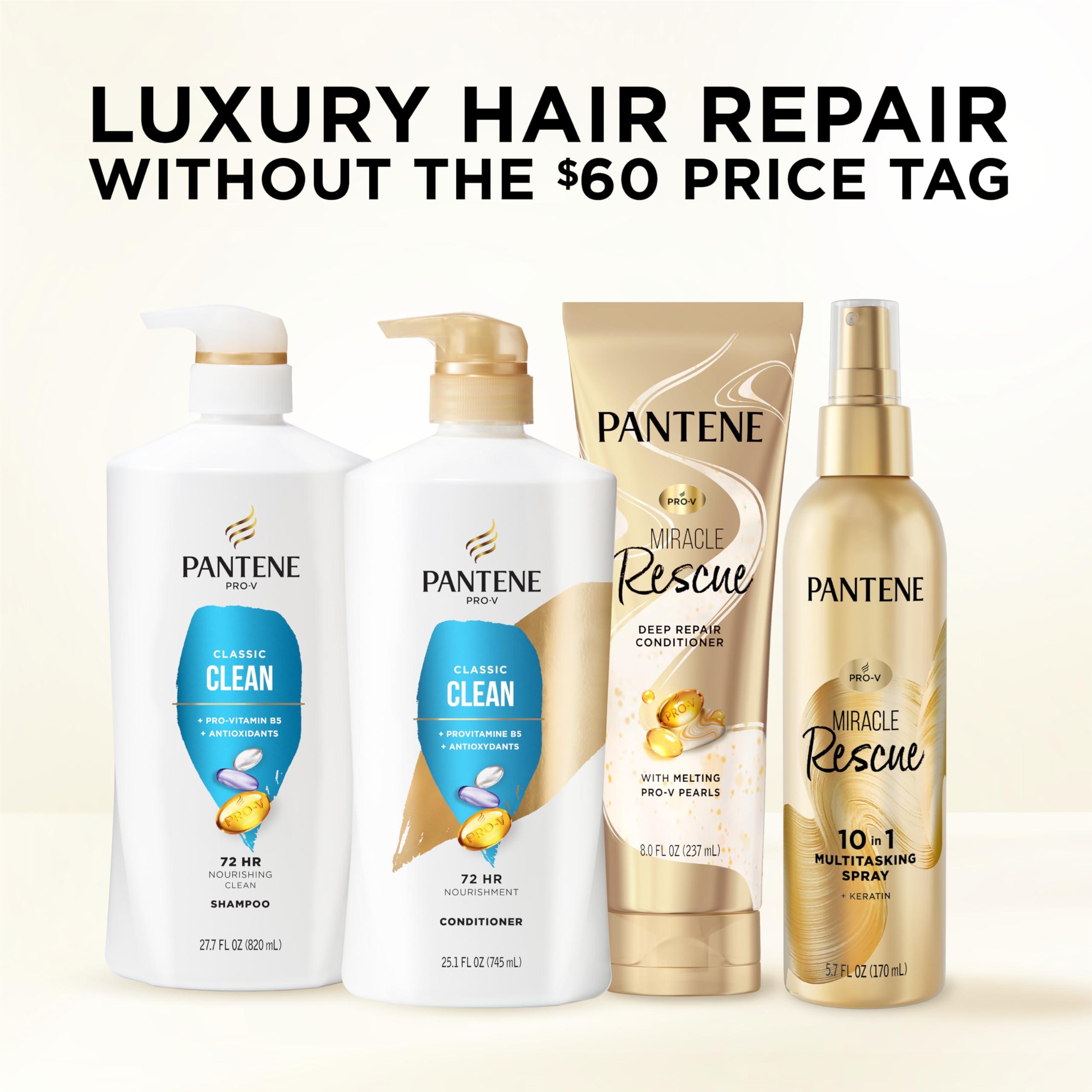 Pantene Shampoo, Classic Clean - Pro-V Nutrients for Dry, Color-Treated Hair, Healthy Looking Hair Every Wash, Antioxidant-Rich, 27.7 Oz Each, 2-Pack + Miracle Rescue Shot (0.5 Oz) - Image 7