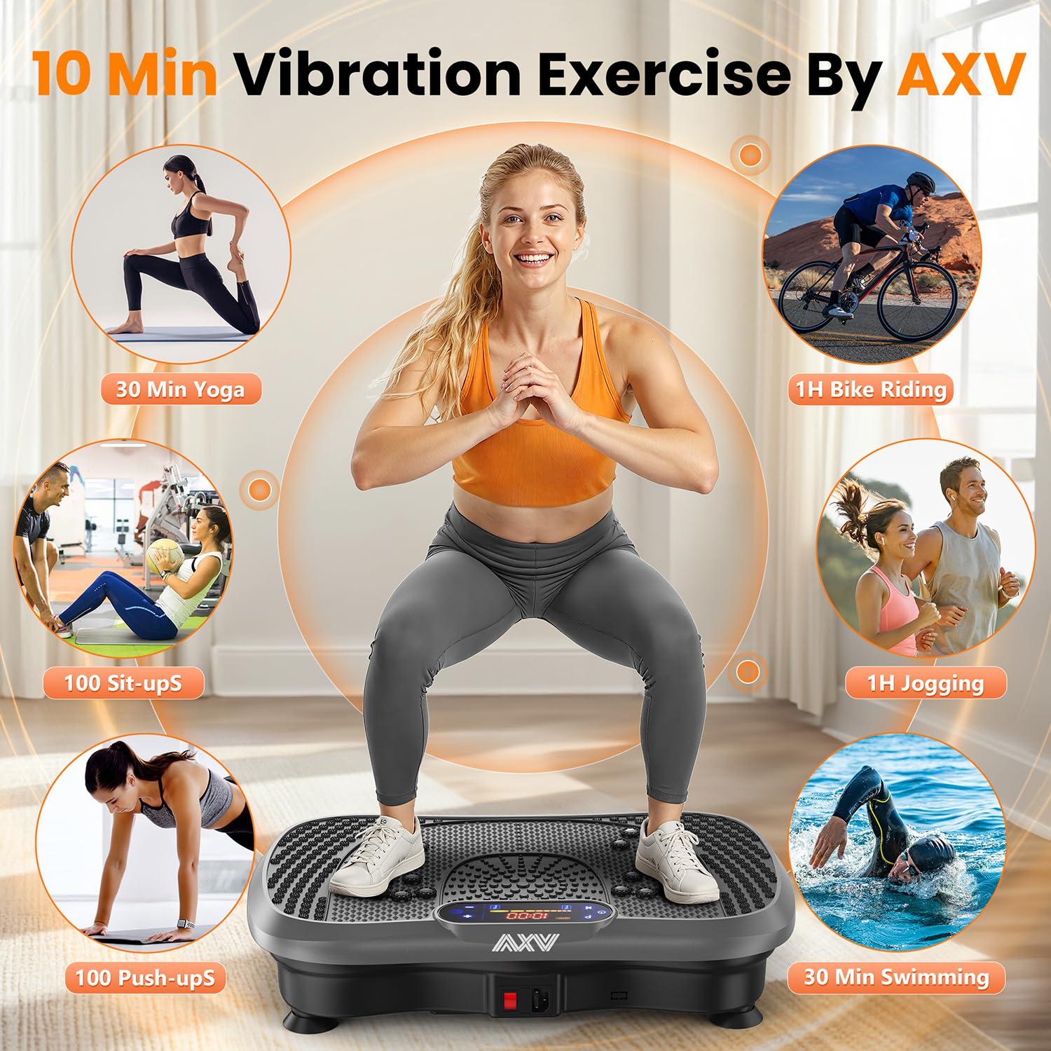 AXV Vibration Plate Fitness Platform Exercise Machine Vibrating Lymphatic Drainage Shaking Full Body Shaker Workout Vibrate Stand Shake Board Sport Gym for Weight Loss Fat Burner for Women Men - Image 2