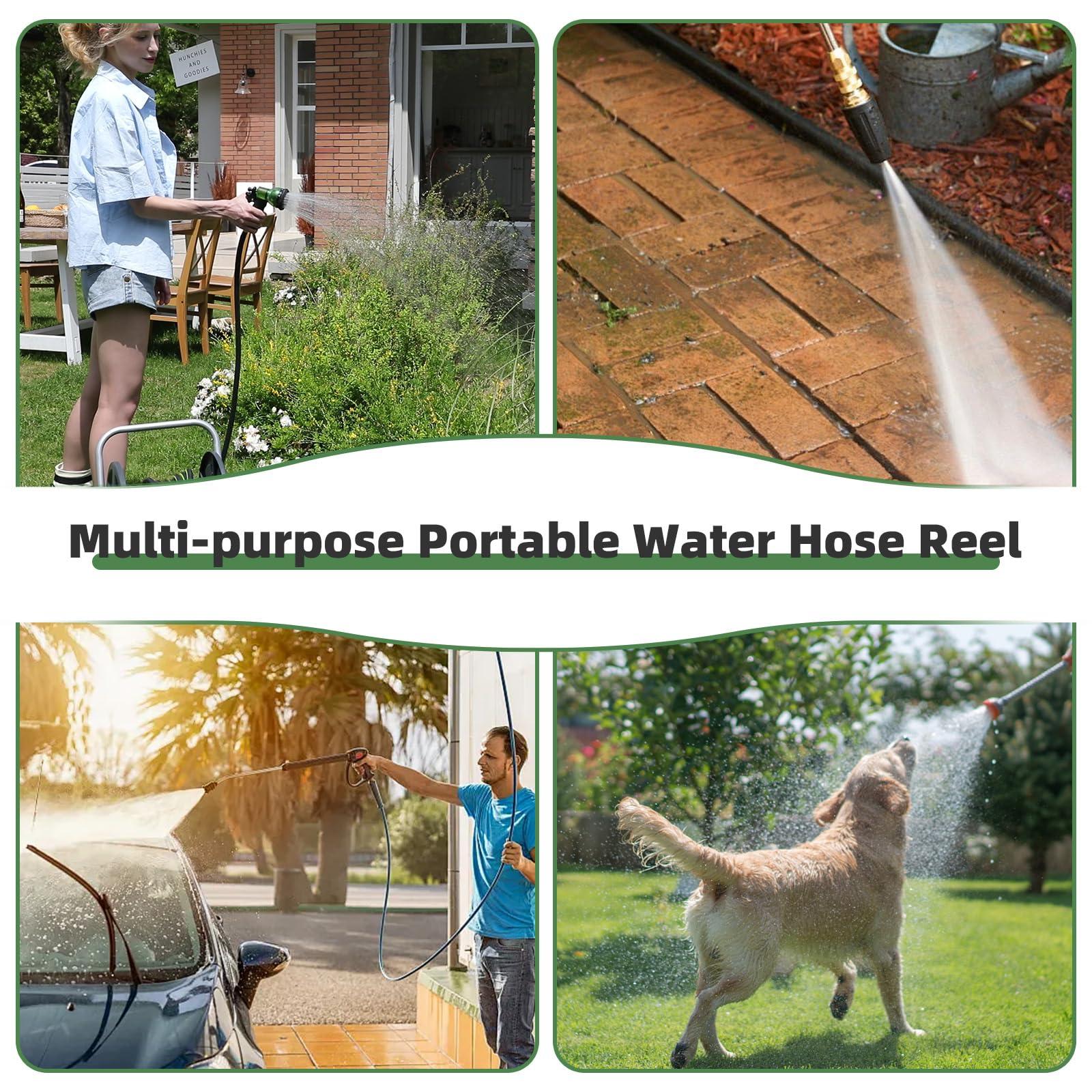 Garden Water Hose Reel Cart, Holds 65-147 Ft of 5/8 Inch, Wall Mounted Garden Hose Cart, Portable Hose Holder for Convenient Hose Storage and Watering - Image 6