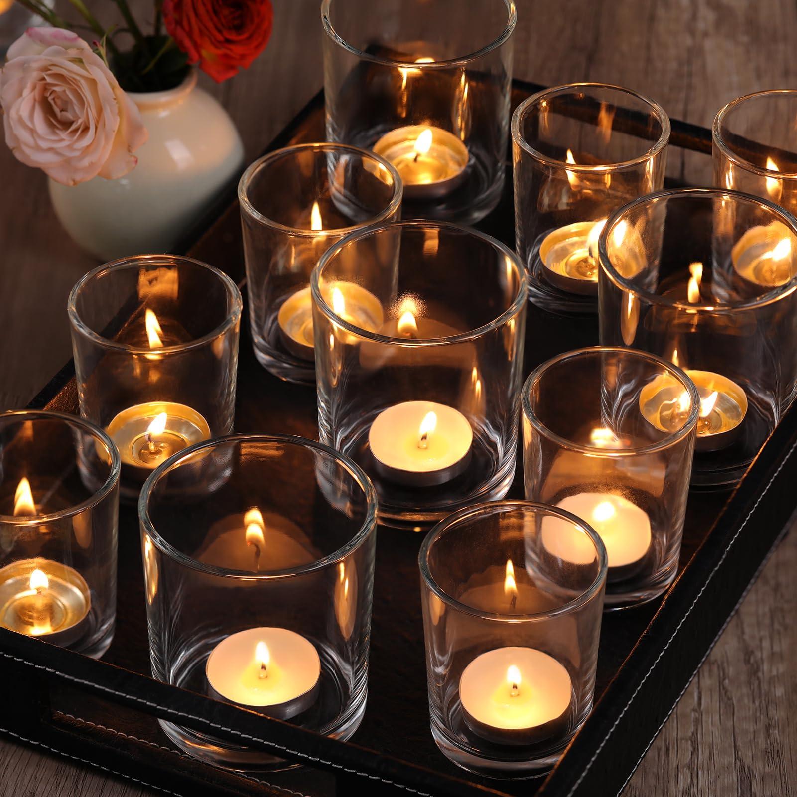 Volens 24pcs Assorted Clear Votive Candle Holders for Wedding Table Centerpieces, Large Glass Candle Holder for Votive & Tealight Candle, Party Decorations for Bridal and Baby Shower - Image 1