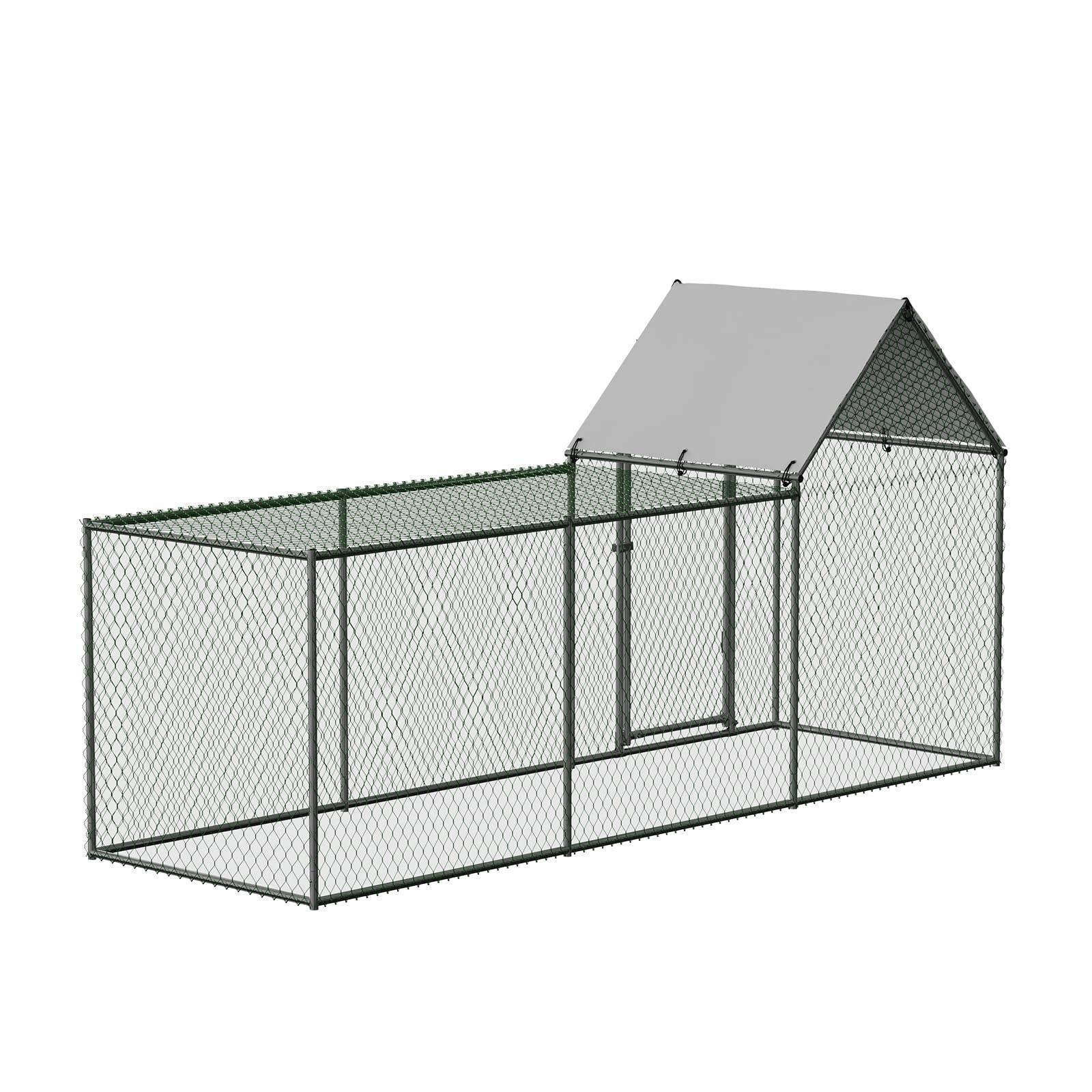 Chicken Coop, Large Metal Chicken Run, Outdoor Chicken Pen with Waterproof and Anti-UV Cover, Walk-in Chicken House with Lockable Door, for Yard, Farm Use, 10' W x 3.3' D x 5' H - Image 4