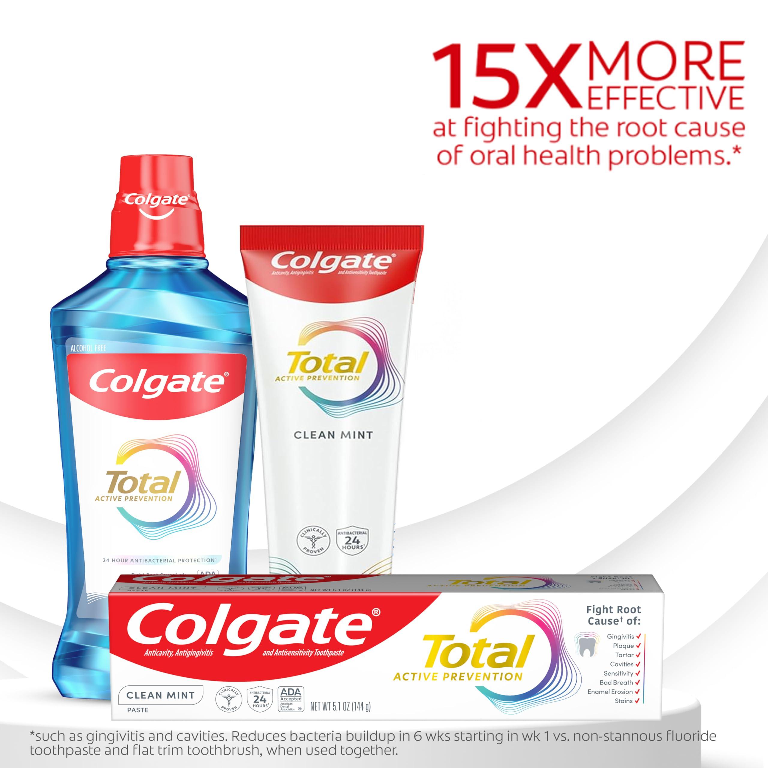 Colgate Total Clean Mint Toothpaste, 10 Benefits, No Trade-Offs, Freshens Breath, Whitens Teeth and Provides Sensitivity Relief, Clean Mint Flavor, 4 Pack, 5.1 Oz Tubes - Image 3